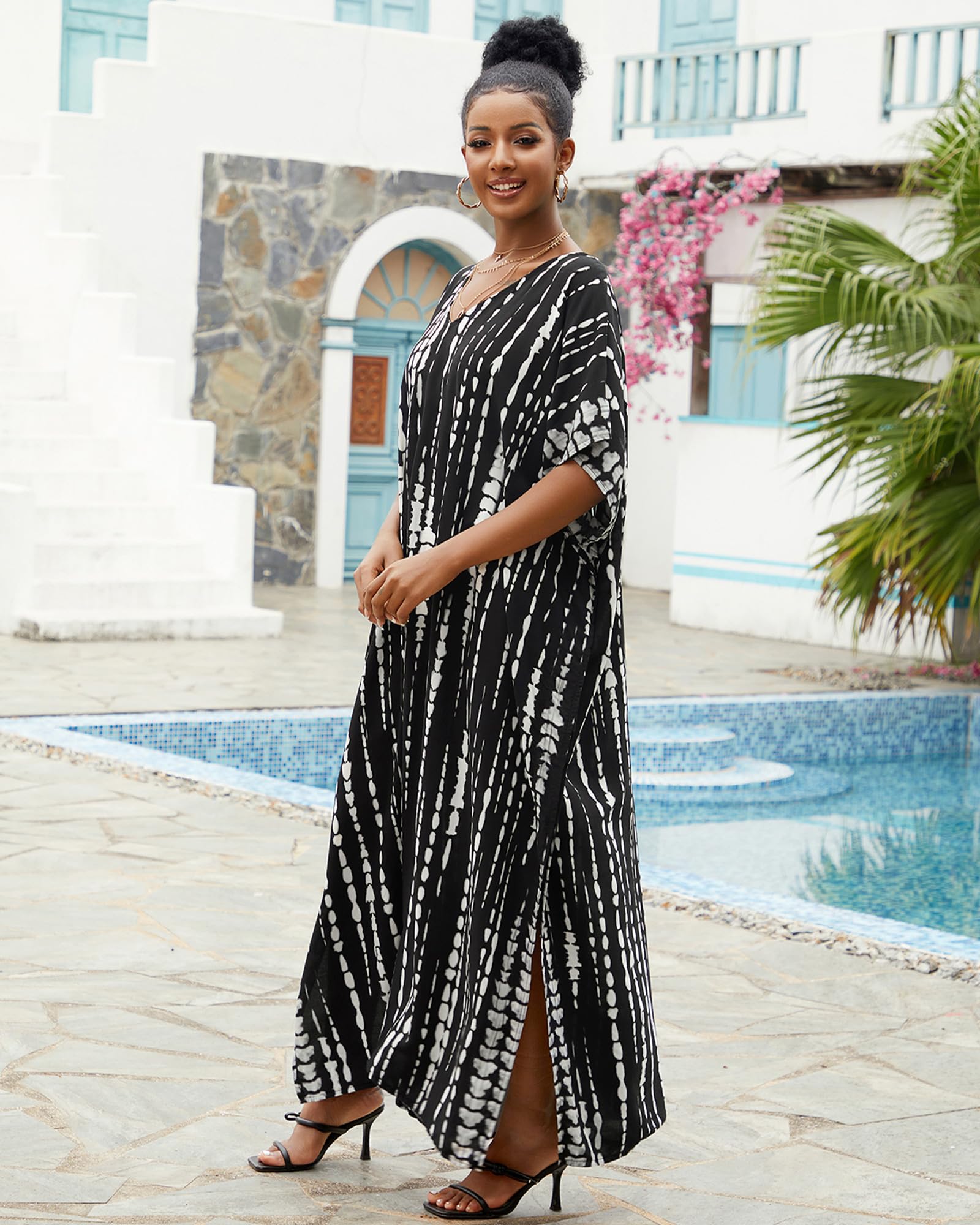 Plus Size Women's Kaftan Dress - Flowy Boho Beach Cover Up for Summer | Perfect for Vacations, Pool Parties & Resort Wear