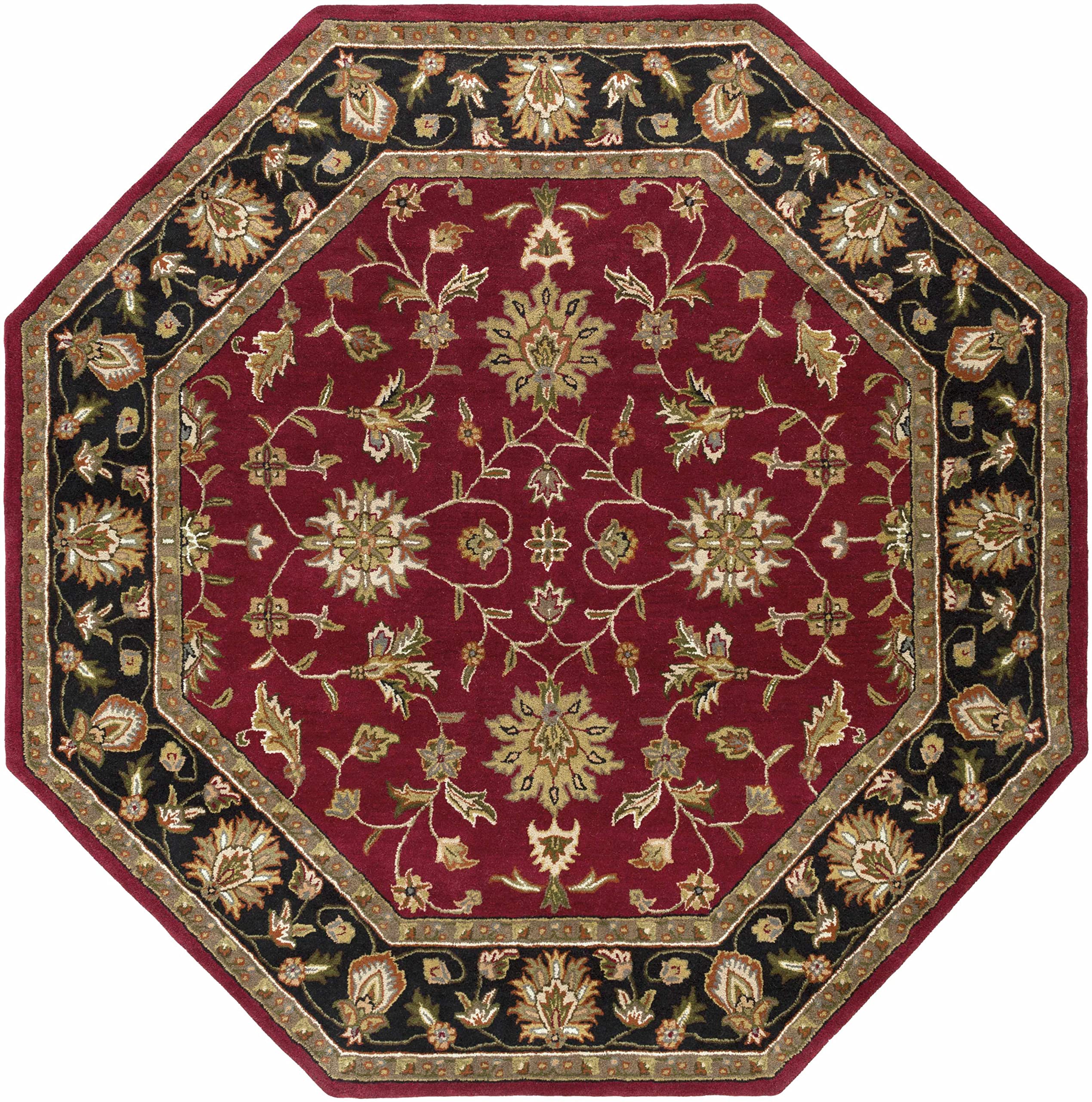 Hauteloom Porthcawl Wool Area Rug for Living Room & Bedroom - Traditional Design in Black, Brown, Red - 2' x 3' - Soft & Durable Floor Decor for Cozy Home Spaces