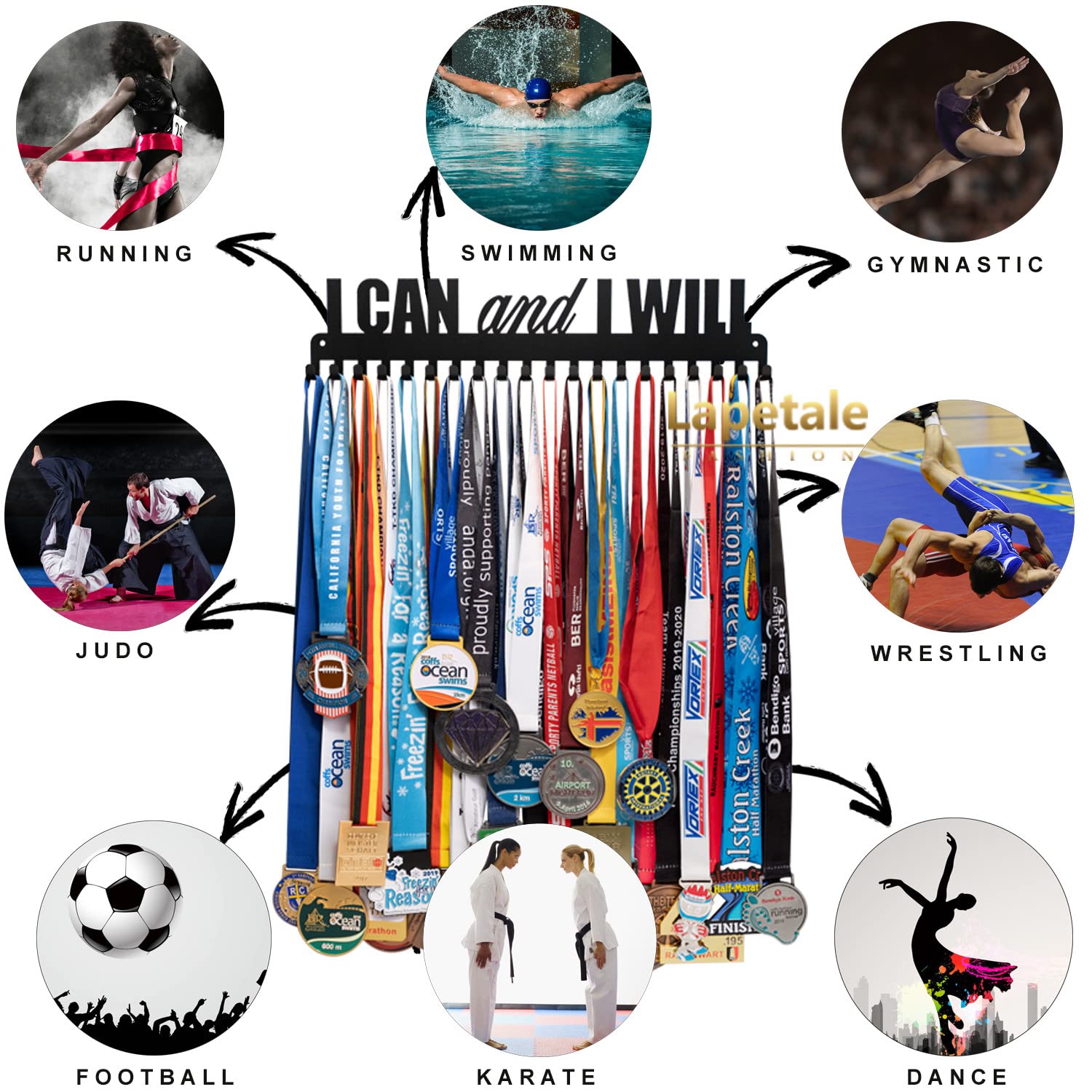 Premium Medal Display Rack for Runners - Marathon & Triathlon Medal Holder Hanger with Wall Mount - Perfect for Race Finishers to Showcase Achievements | Ideal for Home Gym, Office Decor, or Running Enthusiast Gifts