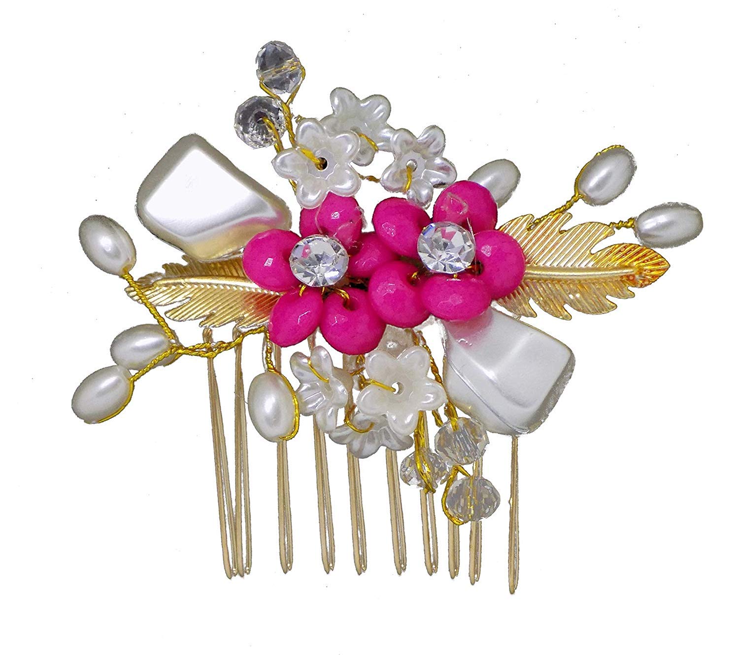 INAAYA Hair Pins for Women and Girls - Pink & Gold Hair Accessories for Parties, Weddings, and Everyday Styling