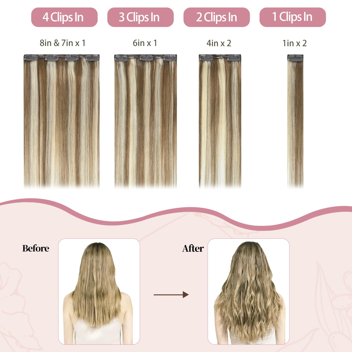 HUAYI Clip In Human Hair Extensions - 22 Inch Ash Blonde Mixed Platinum Blonde 120g, 100% Real Human Hair Weft for Women | Premium Quality Remy Hair for Natural Volume & Length | Perfect for Daily Wear, Parties, Weddings & Special Occasions