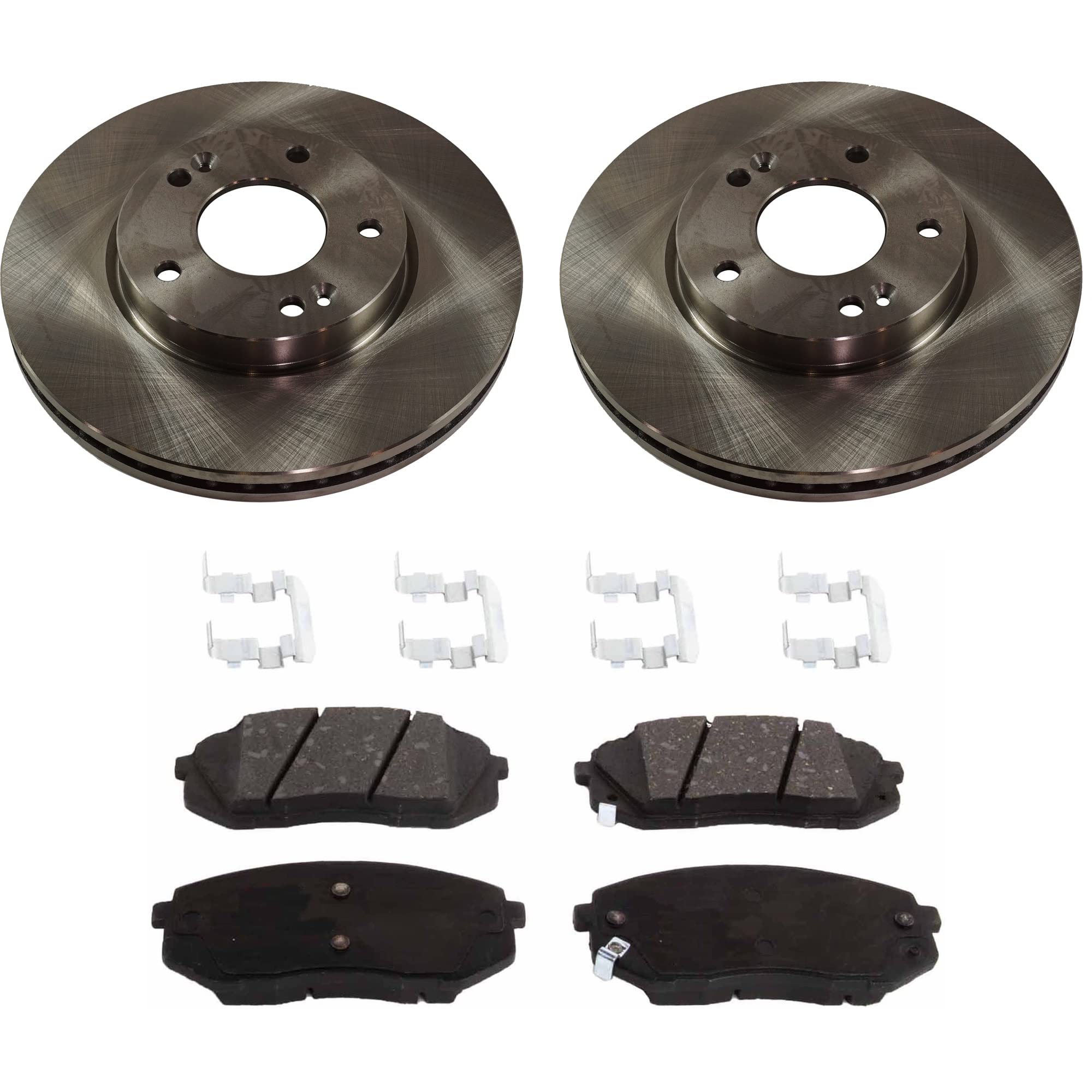 High-Performance Front Brake Disc and Pad Kit for 2007-2009 Kia Rondo - 5-Lug Ceramic Brake Pads & Cast Iron Rotors - Perfect for Daily Commuting and City Driving
