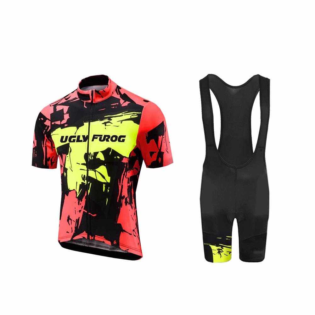 UGLY FROG Men's Cycling Jersey - Breathable Short Sleeve Bike Shirt for Mountain & Road Biking - Moisture Wicking Pro Team Cycling Wear for Summer Outdoor Sports