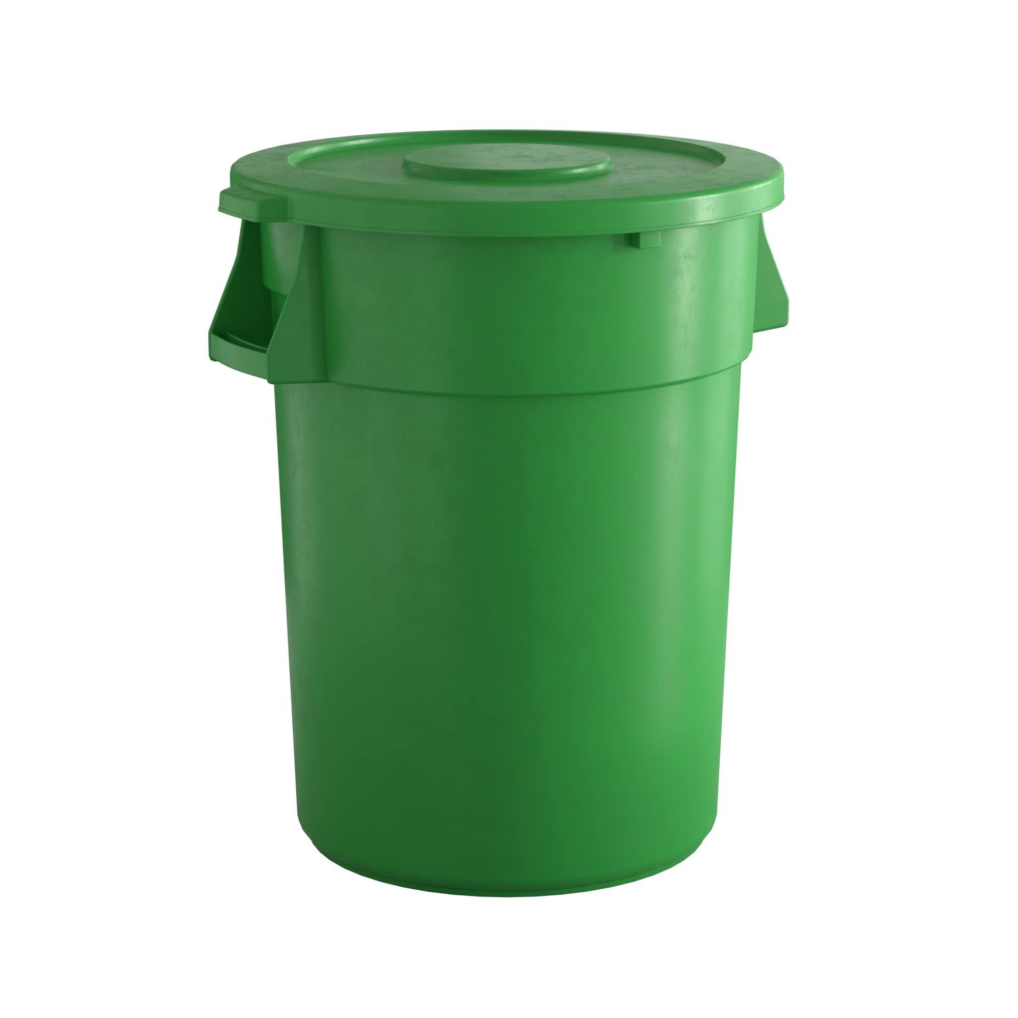 44 Gallon Green Round Commercial Trash Can with Lid - Heavy Duty Outdoor/Indoor Garbage Bin for Restaurants, Offices & Schools