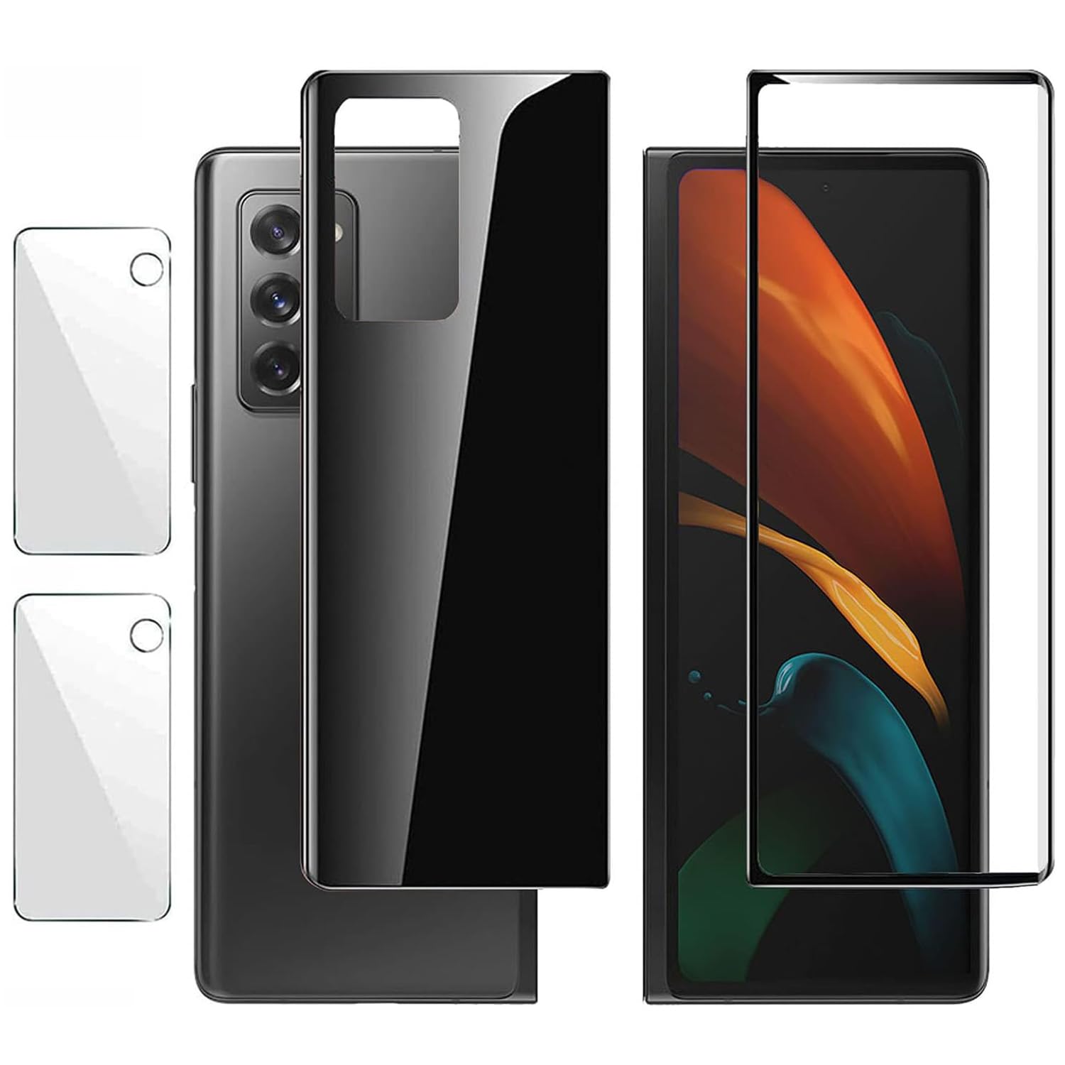 4-Pack Full Coverage Tempered Glass Screen Protector for Samsung Galaxy Z Fold 2 5G - 2 Front & Back Protectors + 2 Camera Lens Protectors | Anti-Scratch, Bubble-Free Installation | Perfect for Work, Travel & Daily Protection