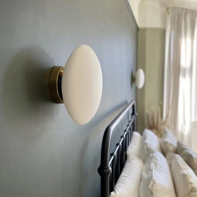 Modern Flush Mount Wall Light - White Glass LED Fixture for Bedroom, Hallway & Living Room Lighting