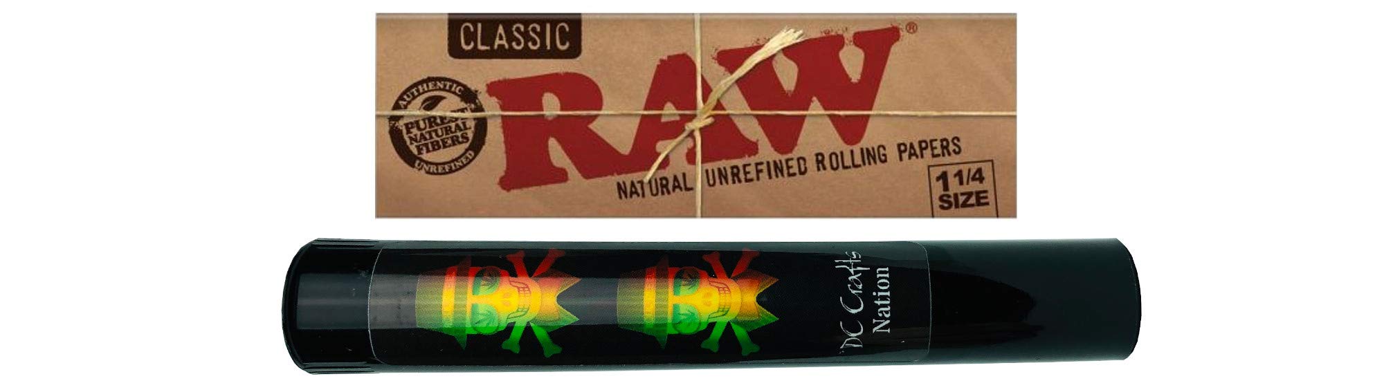 DC Crafts Nation Pop Lid Protector with Raw Natural Rolling Papers (1 Count) - Rasta Skull Design | Perfect for Smoking Accessories & Herb Storage | Ideal for Stoners & Cannabis Enthusiasts