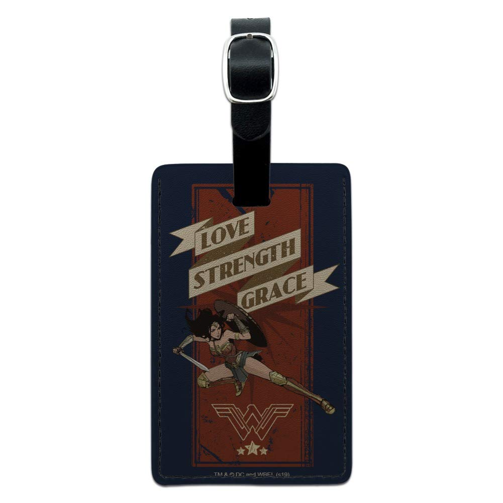 Wonder Woman Inspired Leather Luggage Tag - Rectangle ID Card Holder for Travel Bags, Suitcases & Backpacks - Perfect for Superhero Fans & DC Comics Collectors