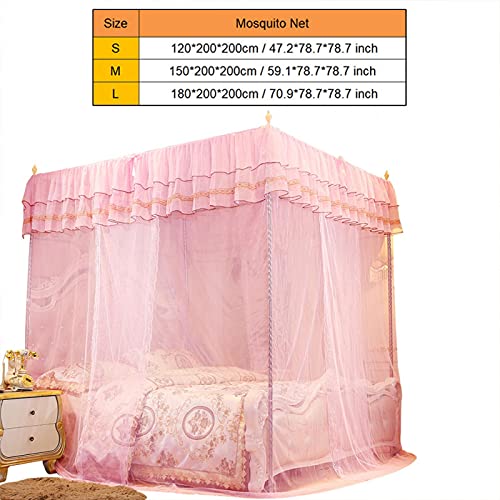 Luxury 4 Corner Post Bed Canopy with 3 Side Openings - Princess Net Bed Curtain for Single, Double & King Size Beds - Elegant Bedroom Decor for Romantic Nights, Kids Room & Boho Chic Style