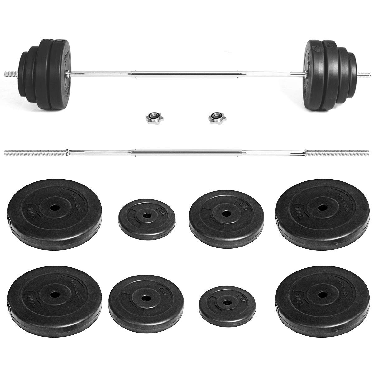 GYMAX 132 LBS Barbell Weight Set with Star-Lock & 8 Plates - Olympic Dumbbell Kit for Strength Training, Full Body Workout - Perfect for Home Gym, CrossFit, and Weightlifting