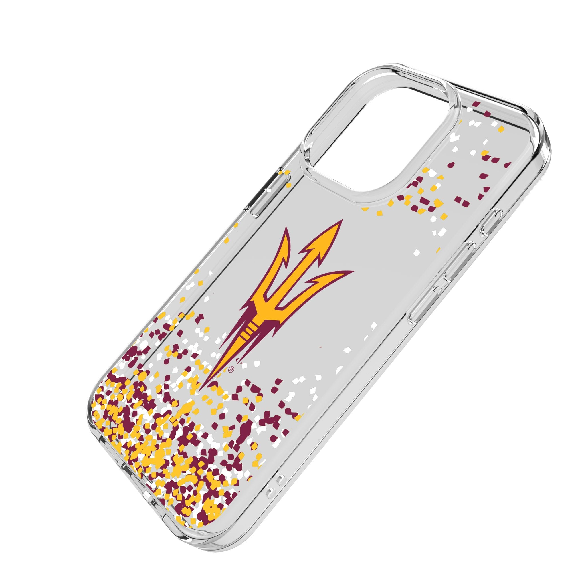 Arizona State University Sun Devils Confetti Clear Phone Case for Apple iPhone 14/13/12/11 Pro Max - Shatterproof Protective Cover for College Fans & Alumni - Perfect for Game Day, School Spirit & Campus Life