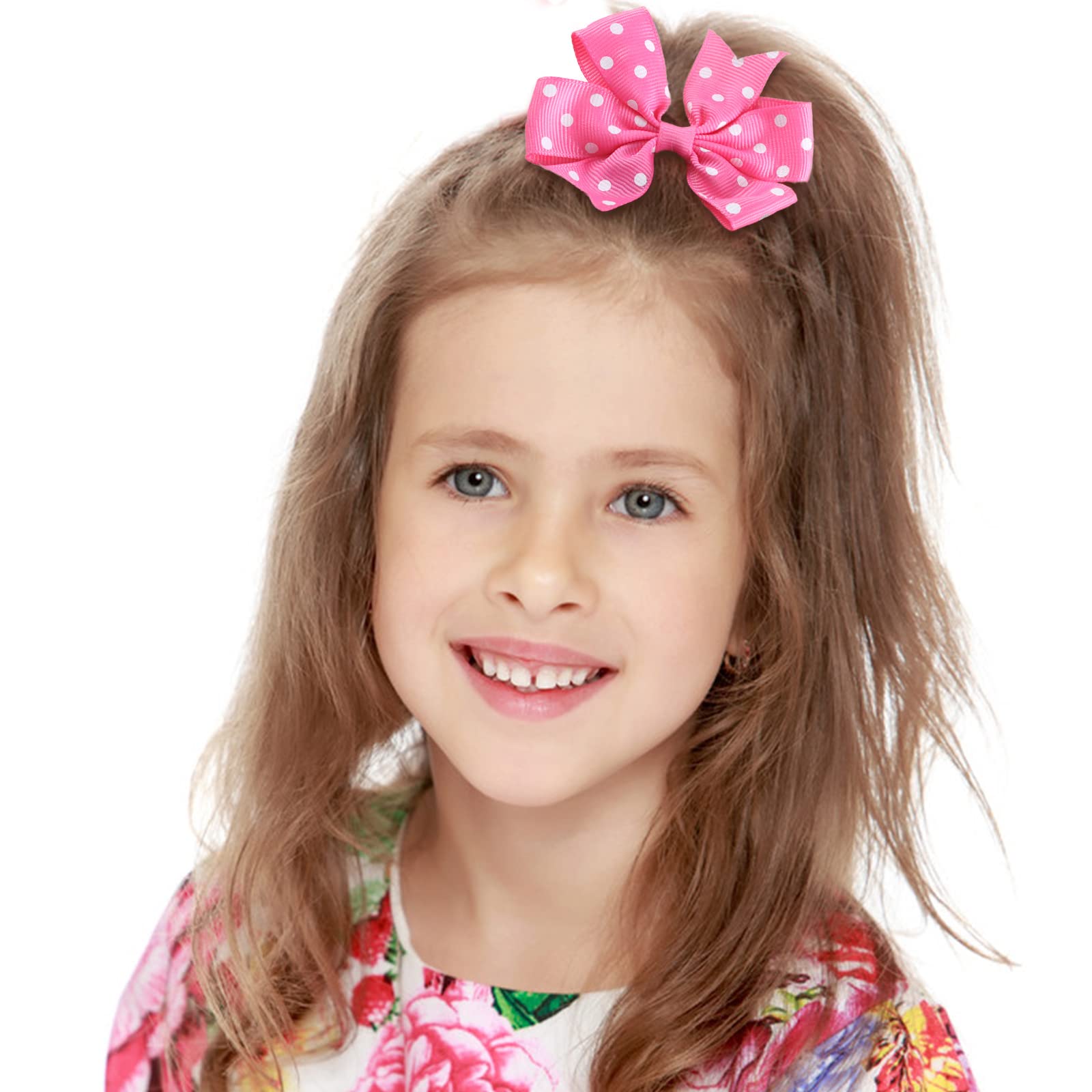 Oaoleer 40PCS 3 Inch Baby Girl Hair Bows - Polka Dot Grosgrain Ribbon Hair Clips & Barrettes for Toddlers | Perfect for Back to School, Birthday Parties & Daily Hair Accessories