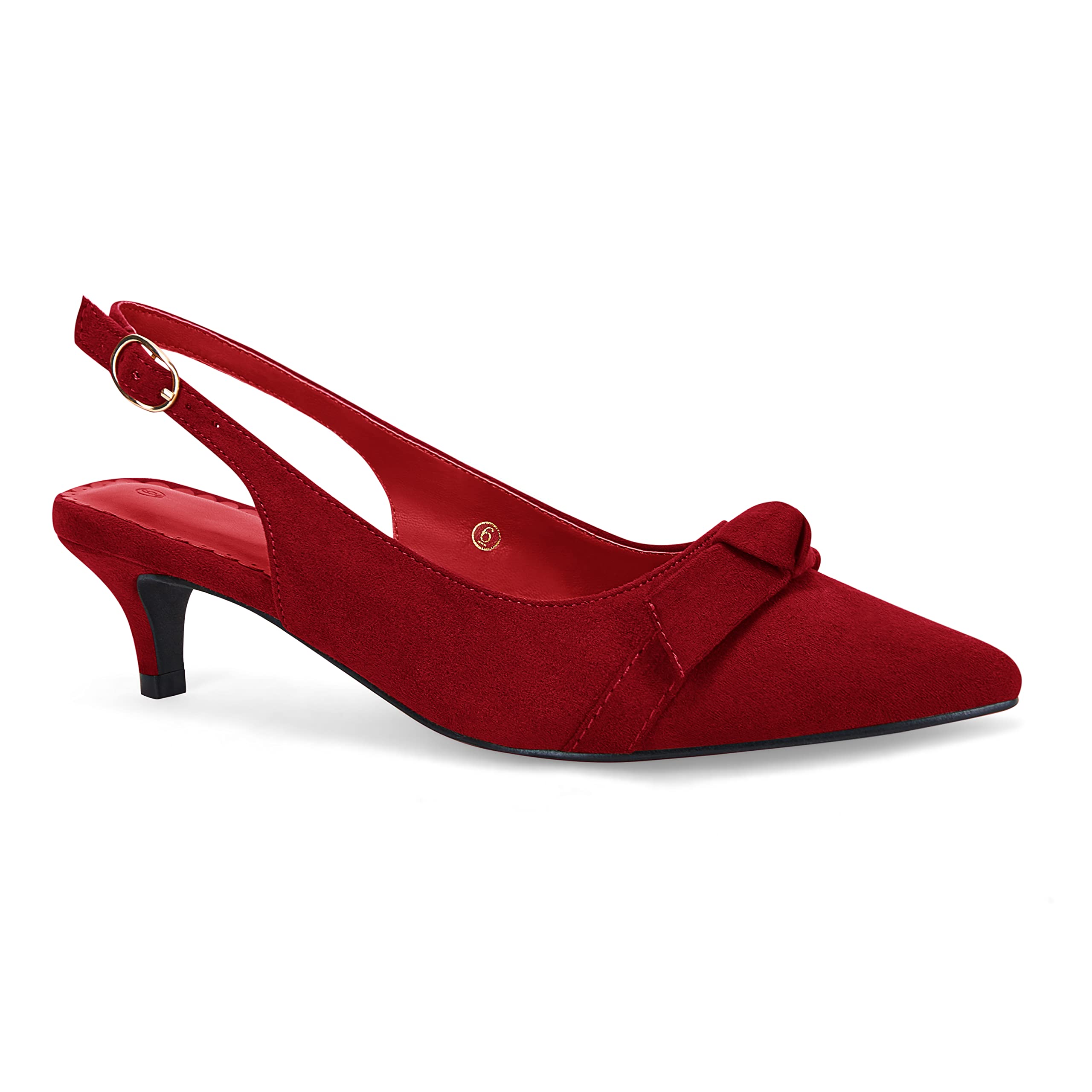 Women's Slingback Pumps with Bow Tie - Pointed Toe Kitten Heel Mules for Wedding, Party & Office Wear - Comfortable Slip-On Dress Shoes for Women