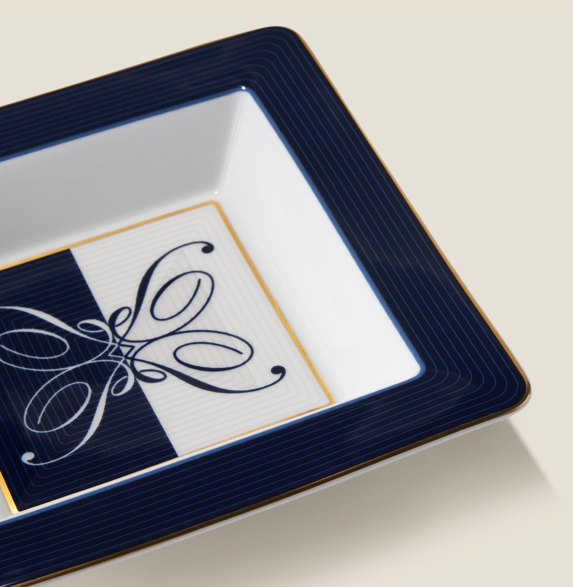 Pratesi x Ginori 1735 Navy Marble Vide Poche Tray - Elegant Home Decor for Jewelry & Keys Organization | Perfect for Entryway, Bedroom, or Office Desk