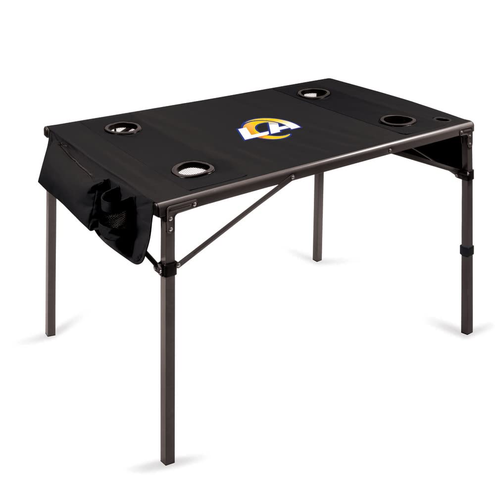 PICNIC TIME NFL Portable Soft Top Travel Table - Lightweight Folding Picnic Table for Outdoor Games, Tailgating & Camping - Black