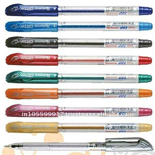 Rotomac Xtra Sparkle Glitter Gel Pens - 10 Vibrant Colors, Pack of 90 (9 Sets) - Perfect for Scrapbooking, Journaling, DIY Crafts & School Projects