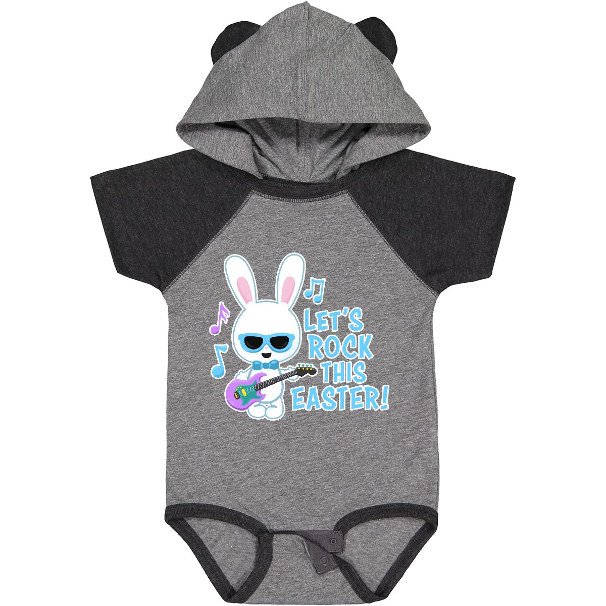 Inktastic Let's Rock This Easter - Bunny and Guitar Baby Bodysuit | Cute Easter Outfit for Infants | Perfect for Easter Photos, Family Gatherings & Holiday Celebrations