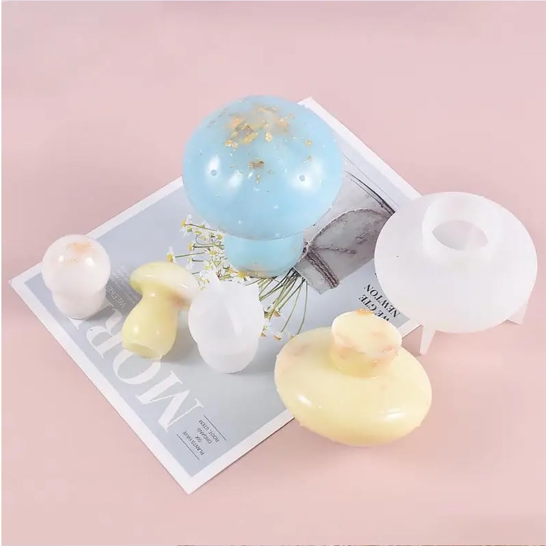6 PCS Mushroom Epoxy Resin Molds - Silicone Art Molds for UV Resin Casting, Soap & Candle Making - DIY Home Table Decor, Cake Decorating & Craft Projects - Perfect for Gifts, Wedding Favors & Party Decorations