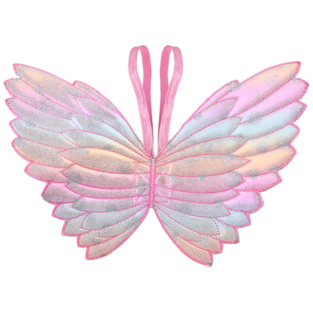 Segreto Girls Gradient Colored Butterfly Fairy Wings Costume - Sparkly Dress Up Outfit for Birthday Parties, Halloween & Fairy Themed Events
