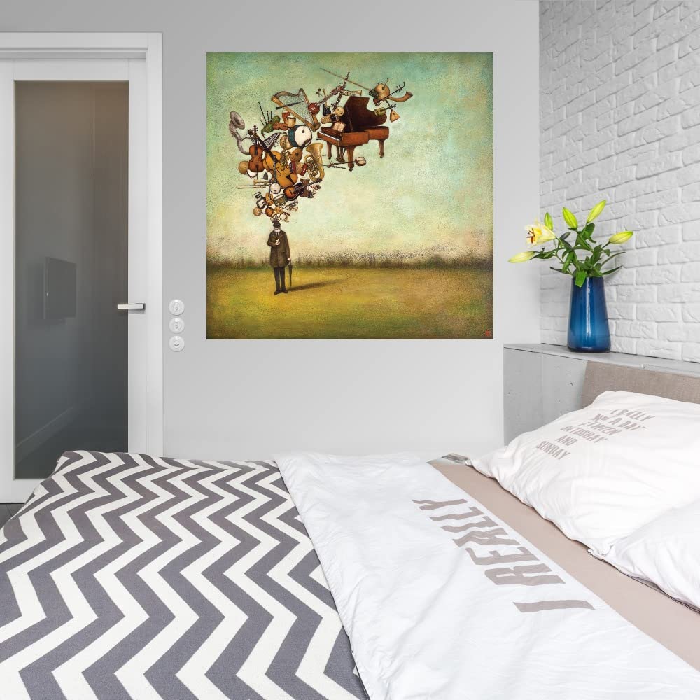 Fine Art Canvas Wall Decor 'Thanks for The Melodies' by Artist Duy Huynh - 22x22 Inch Ready-to-Hang Painting for Living Room, Bedroom, Office & More - Perfect for Home Decor, Gifts & Music Lovers