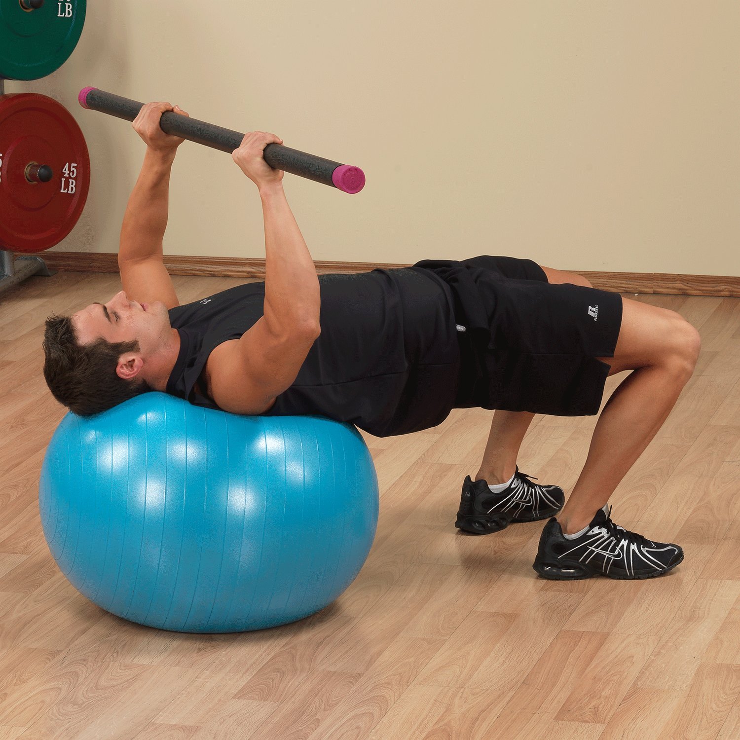 Body-Solid Rubber Padded Weighted Exercise Bar for Stretching, Physical Therapy, Yoga & Pilates - Strength Training & Muscle Toning Equipment for Home Gym Workouts