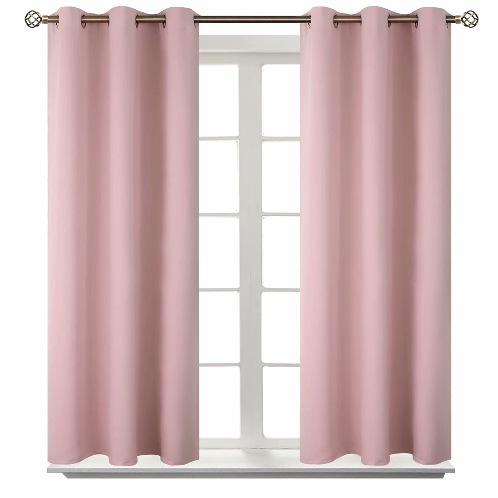 BGment Blackout Curtains 45 Inches Long - Thermal Insulated Grommet Drapes for Bedroom, 2 Panels (38 x 45 Inches), Baby Pink - Perfect for Nursery, Home Theater & Light-Sensitive Sleepers