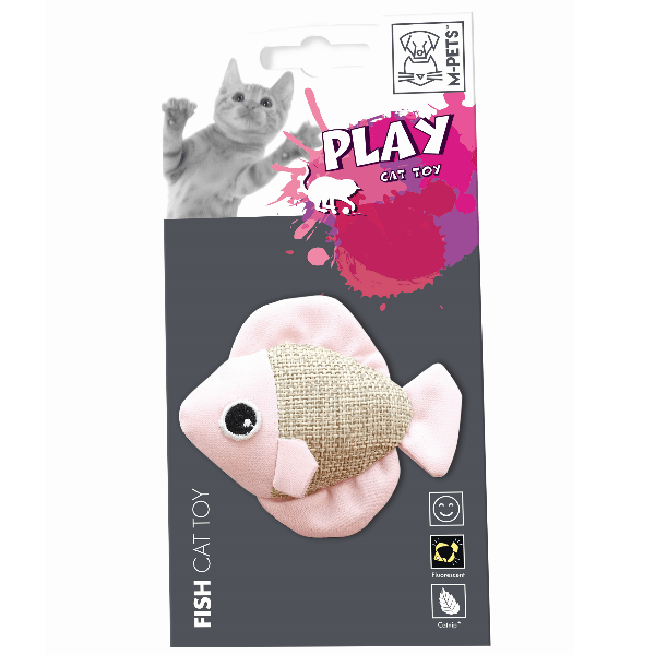 M PETS Play Fish Cat Toy - Interactive Kitten Teaser with Feathers & Catnip - Perfect for Indoor Play, Exercise & Bonding with Your Feline Friend