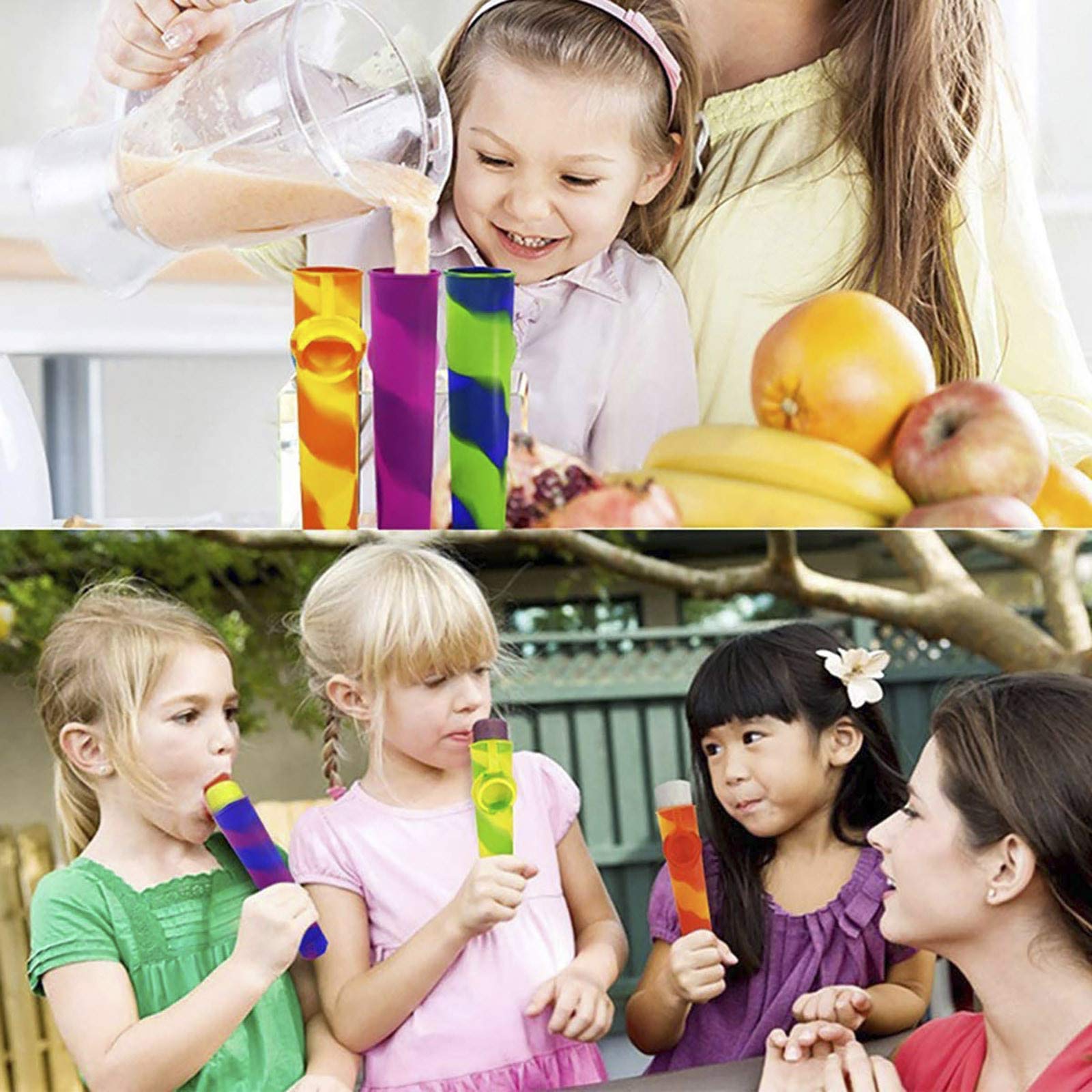 1Pack Reusable Silicone Popsicle Molds - Multi-Colored DIY Ice Pop Maker for Kids with Lid | Perfect for Homemade Frozen Treats, Yogurt Sticks & Jelly Snacks | Great for Summer Parties, Kids Snacks & Healthy Desserts