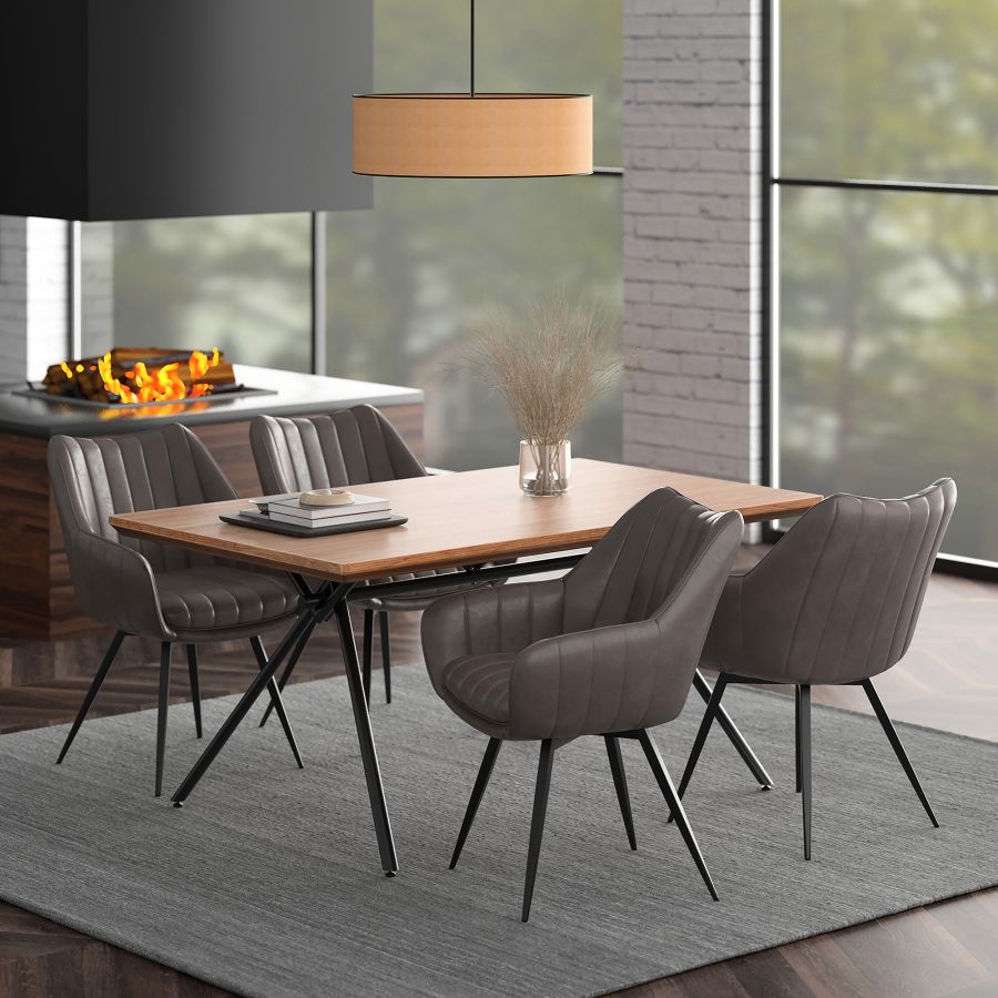 Bronx/Talon 5-Piece Dining Set - Natural Wood Table with Charcoal Gray Chairs - Perfect for Small Spaces, Apartments & Cozy Kitchens