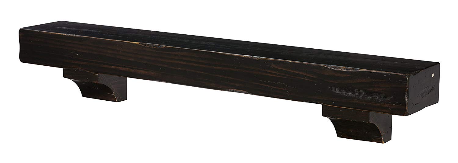 Pearl Mantels 412-72-20 The Shenandoah 72-Inch Wooden Shelf/Mantel - Espresso Rustic Distressed Finish - Perfect for Fireplace Mantel Decor, Living Room, Bedroom & Farmhouse Style Home Decor