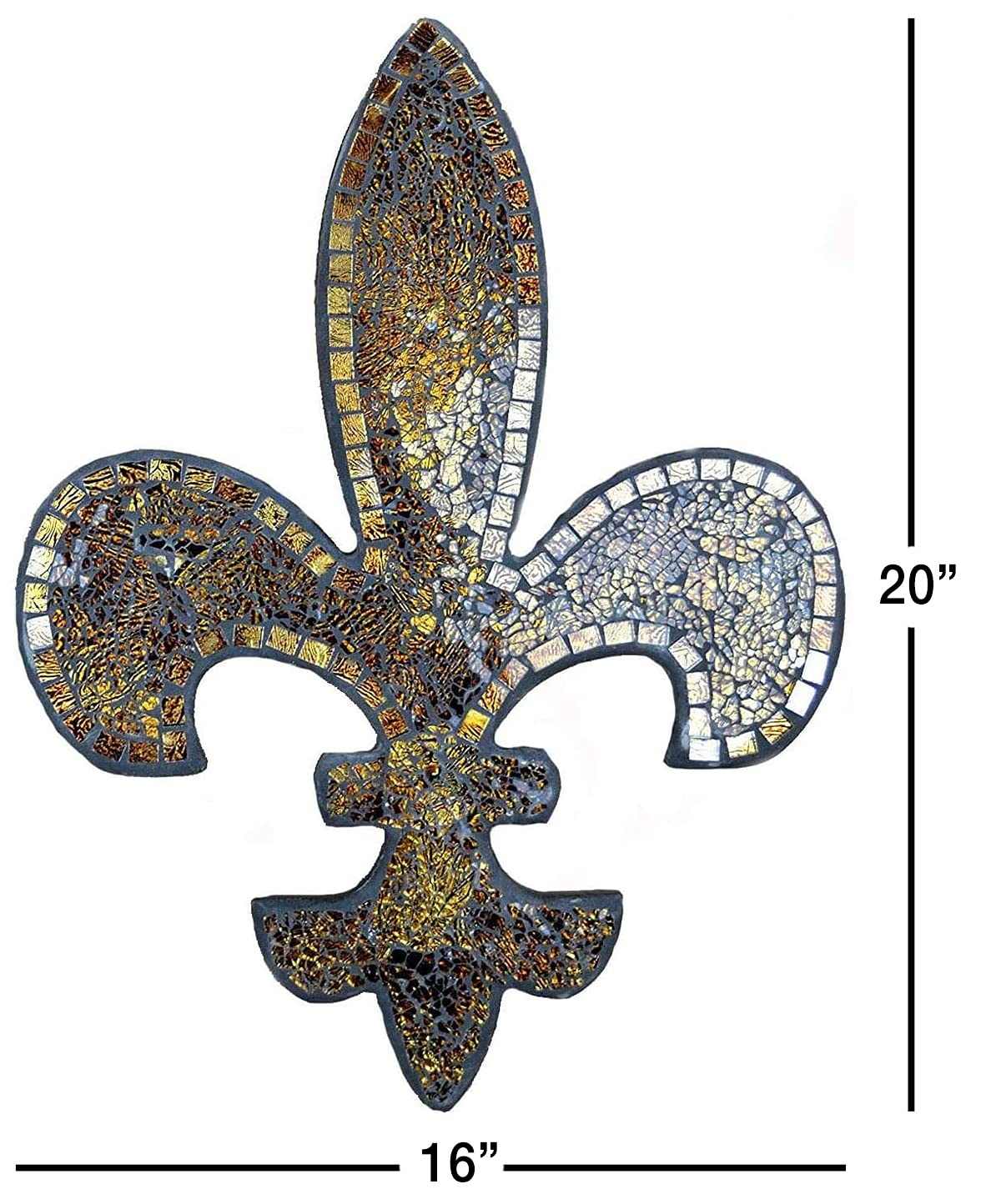 Lulu Decor Amber Mosaic Fleur De Lis Wall Plaque - 20