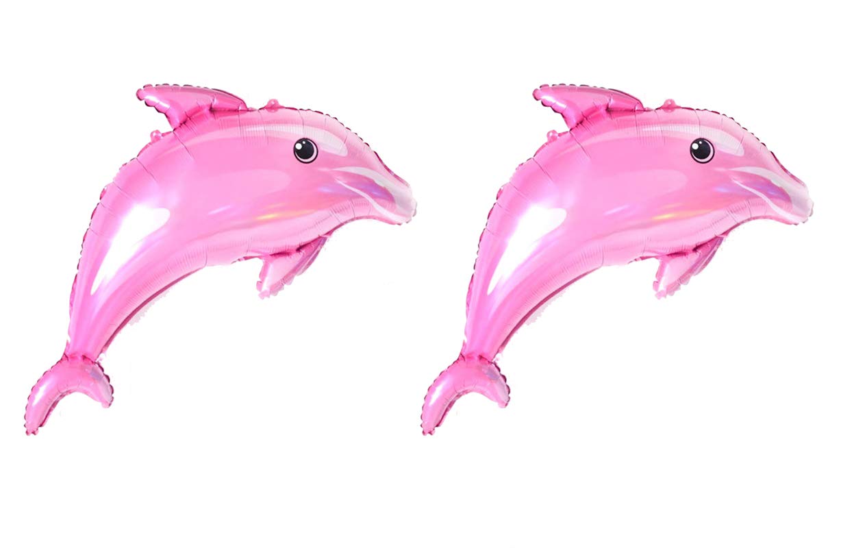 Weyoo 2 Pack 35 Inch Pink Ocean Dolphin Balloons for Birthday Party, Wedding Decorations, Baby Shower, Pool Party & Ocean Theme Events - Latex Balloon Decorations for Indoor Outdoor Celebrations