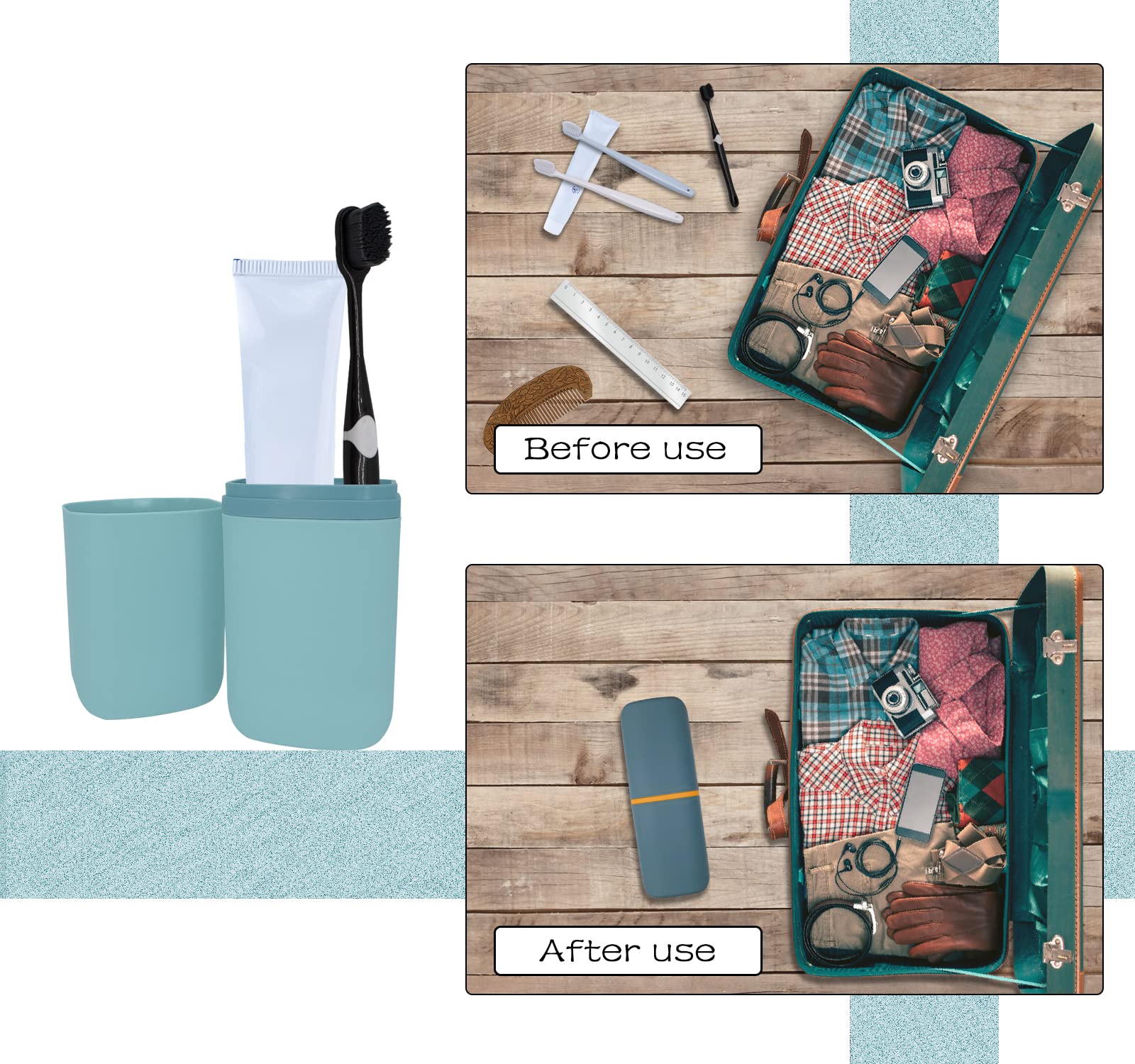 Portable Travel Toothbrush & Toothpaste Holder with Cup - Compact Toothbrush Case for Camping, School, Business Trips & Bathroom Organization - Ideal for Travel Accessories & Hygiene On-The-Go