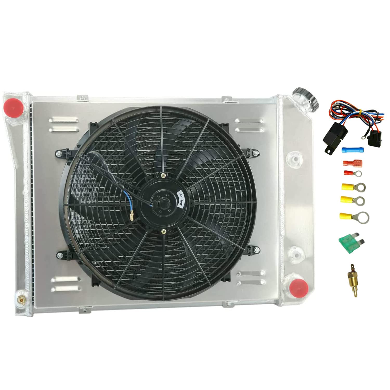 High-Performance Aluminum Radiator for 1974-1979 Chevy Nova, 1975-1984 El Camino, 1974-1981 Camaro & Impala Skylark - 3 Row Cooling System with 16