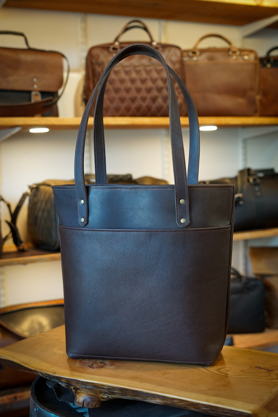 Stylish Two-Tone Tote Bag in Pebbled Cappuccino & Sienna Brown - Perfect for Work, Travel & Shopping | Durable & Fashionable Handbag for Women