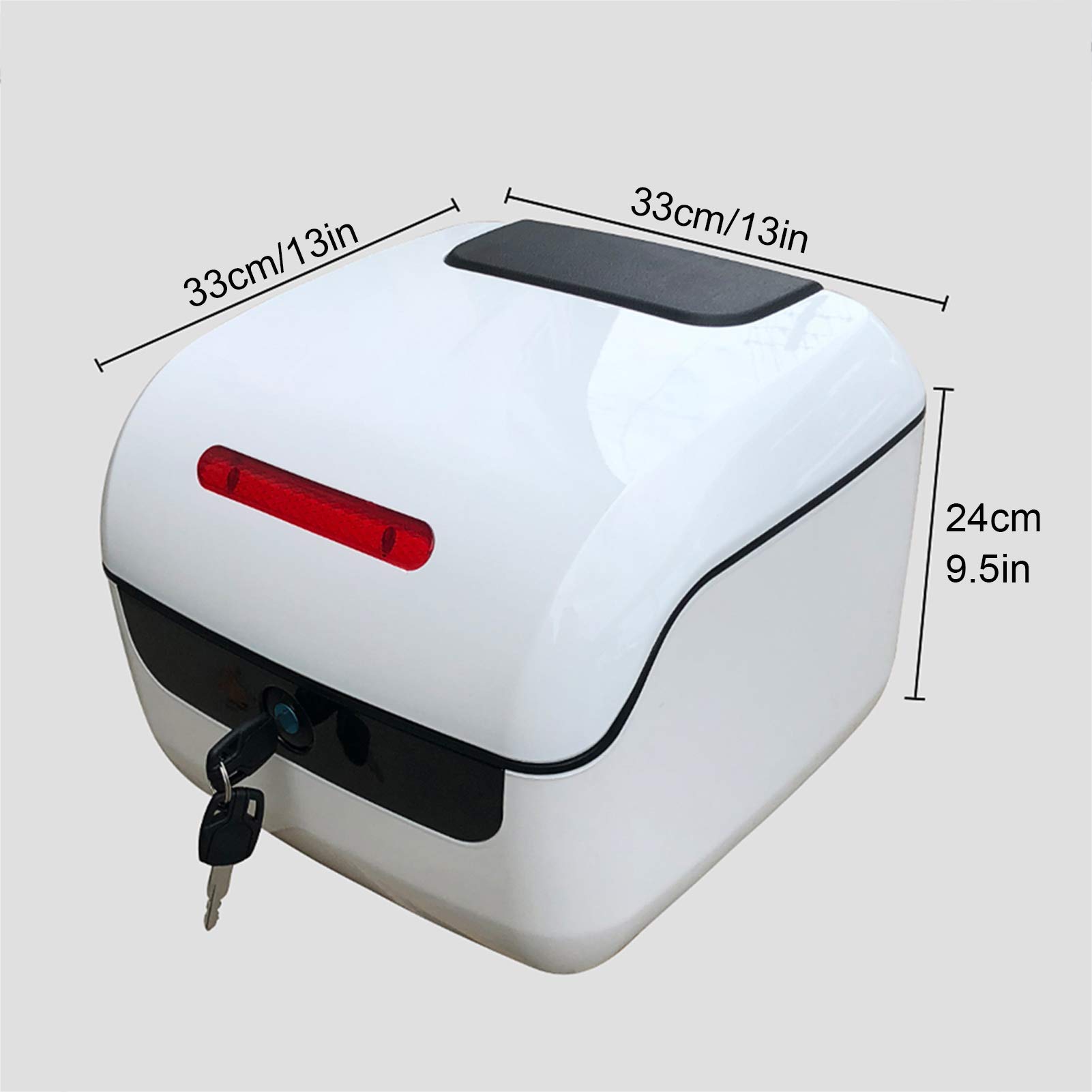 Universal Motorcycle Top Box Case - Waterproof Helmet Storage Trunk with Mounting Kit, LED Warning Light & Soft Backrest for Scooter/Bike - Perfect for Commuting, Touring & Road Trips