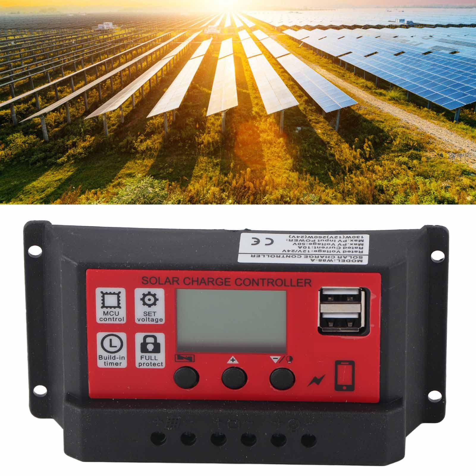 Solar Charge Controller with Overcurrent & Short Circuit Protection, LCD Display for Mobile Phones - Perfect for Off-Grid Solar Systems, RV Camping & Emergency Power Backup