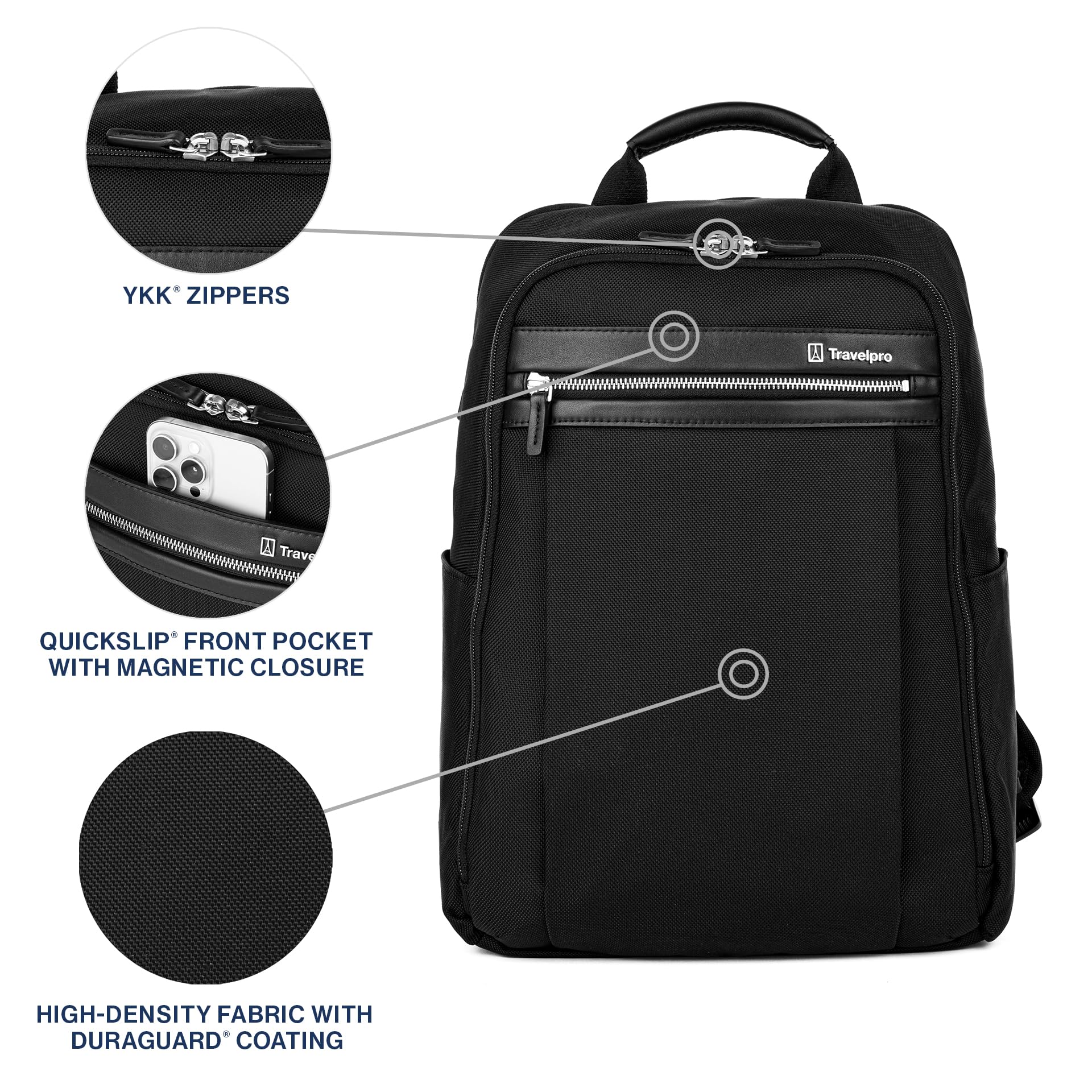 Travelpro Platinum Elite Slim Laptop Backpack for Business Travel - Fits 16 Inch Laptop, Water Resistant, Lightweight & Durable for Men & Women (Black) - Perfect for Airplane Carry-On & Daily Commute