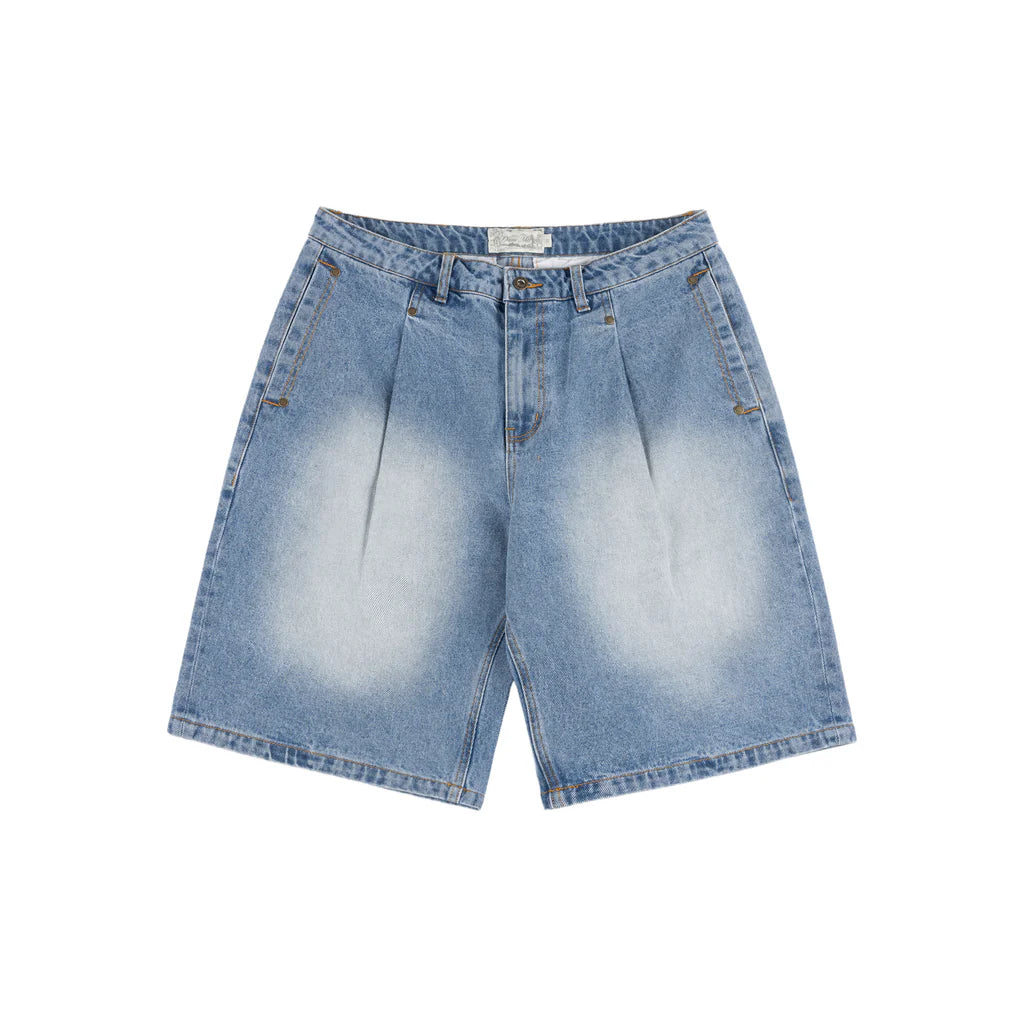 Dime Pleated Denim Shorts for Women - High Waisted Distressed Denim Shorts with Pockets | Perfect for Summer, Casual Outfits & Streetwear Fashion