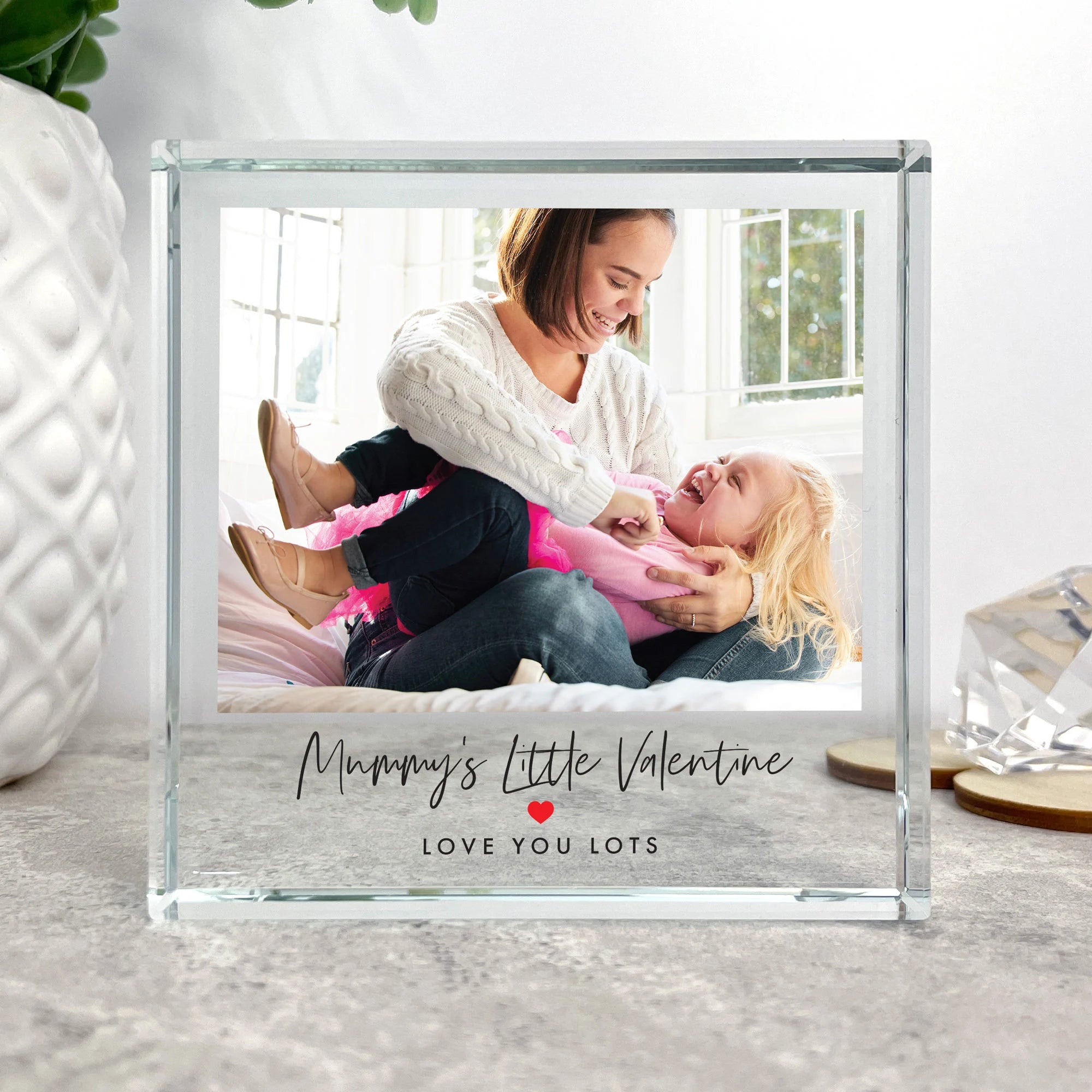 Personalized Little Valentine's Photo Red Heart Crystal Keepsake - Perfect for Anniversary Gifts, Wedding Favors & Romantic Souvenirs