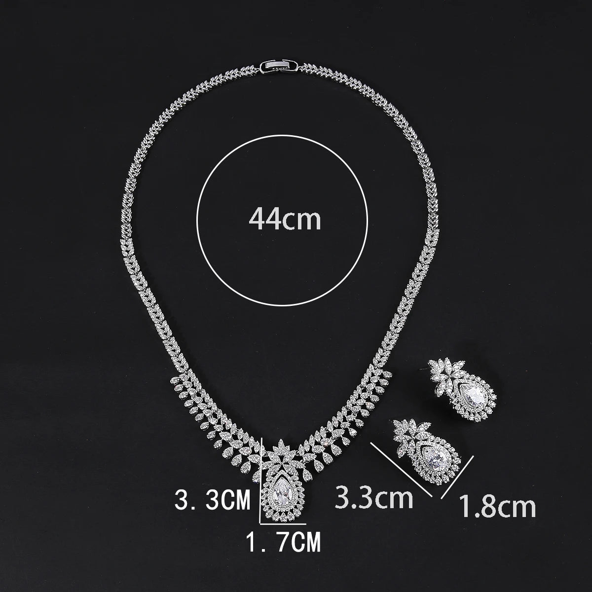 Elegant Cubic Zirconia Bridal Jewelry Set - Wedding Necklace & Pendant Earrings for Bride, CN11042 | Perfect for Weddings, Anniversaries & Special Occasions