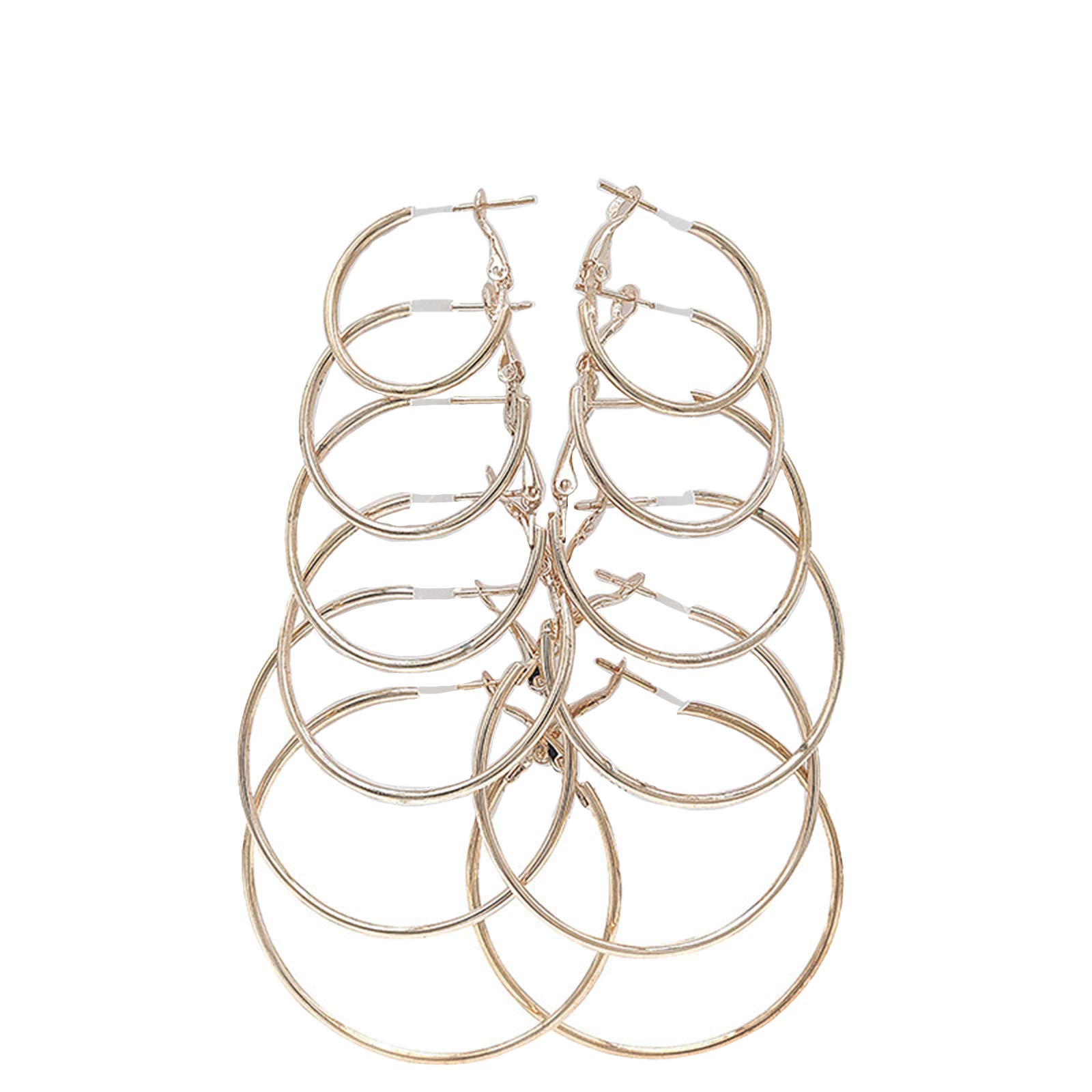 6 Pairs Big Hoop Earrings Set - Stainless Steel Lightweight Minimalist Round Hoops in Gold, Rose Gold & Silver - Hypoallergenic Women's Jewelry for Everyday Wear, Parties & Gifts