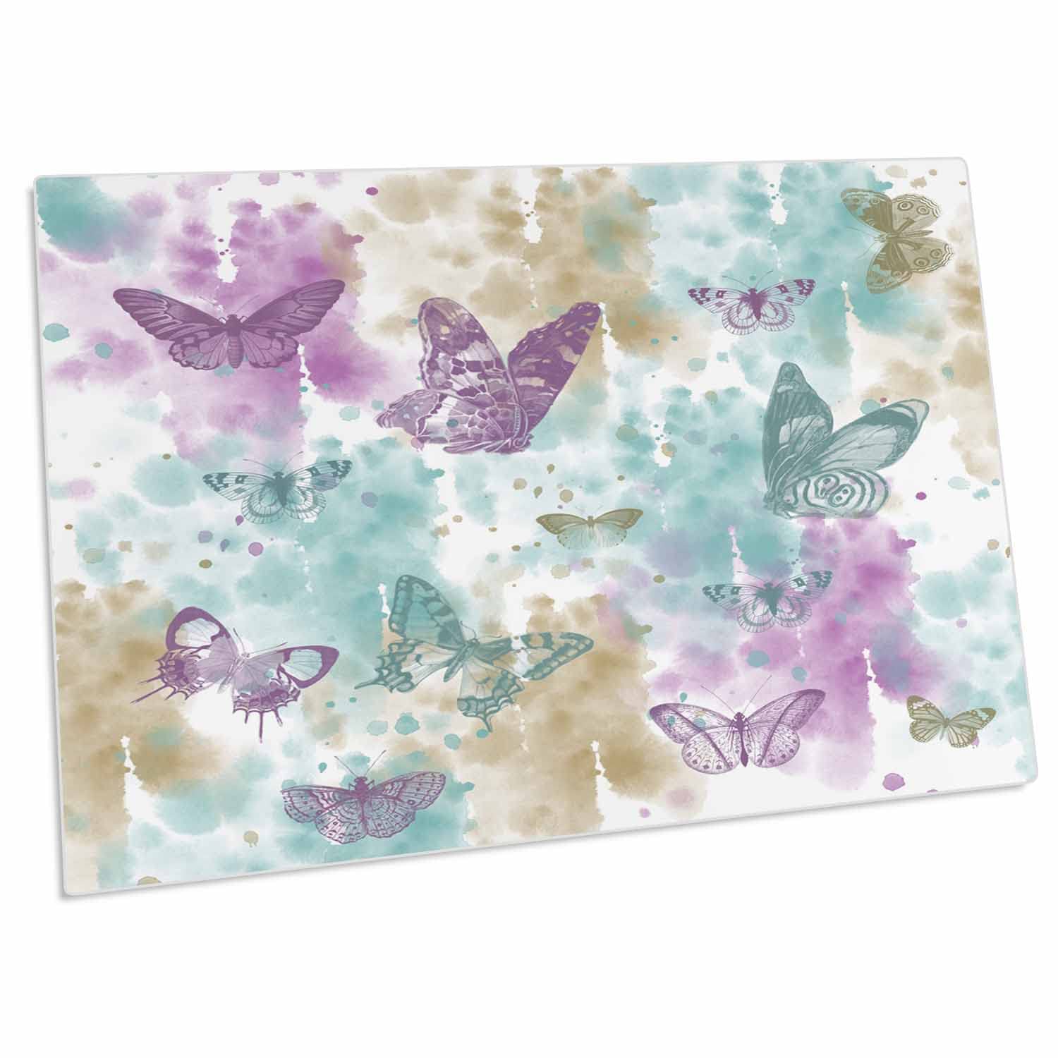 3D Rose Watercolor Butterfly Desk Pad Place Mats - Set of 4 Non-Slip Table Mats for Dining Table, Office Desk, or Home Decor - Beautiful Floral Design for Kitchen, Dining Room, or Gift Giving