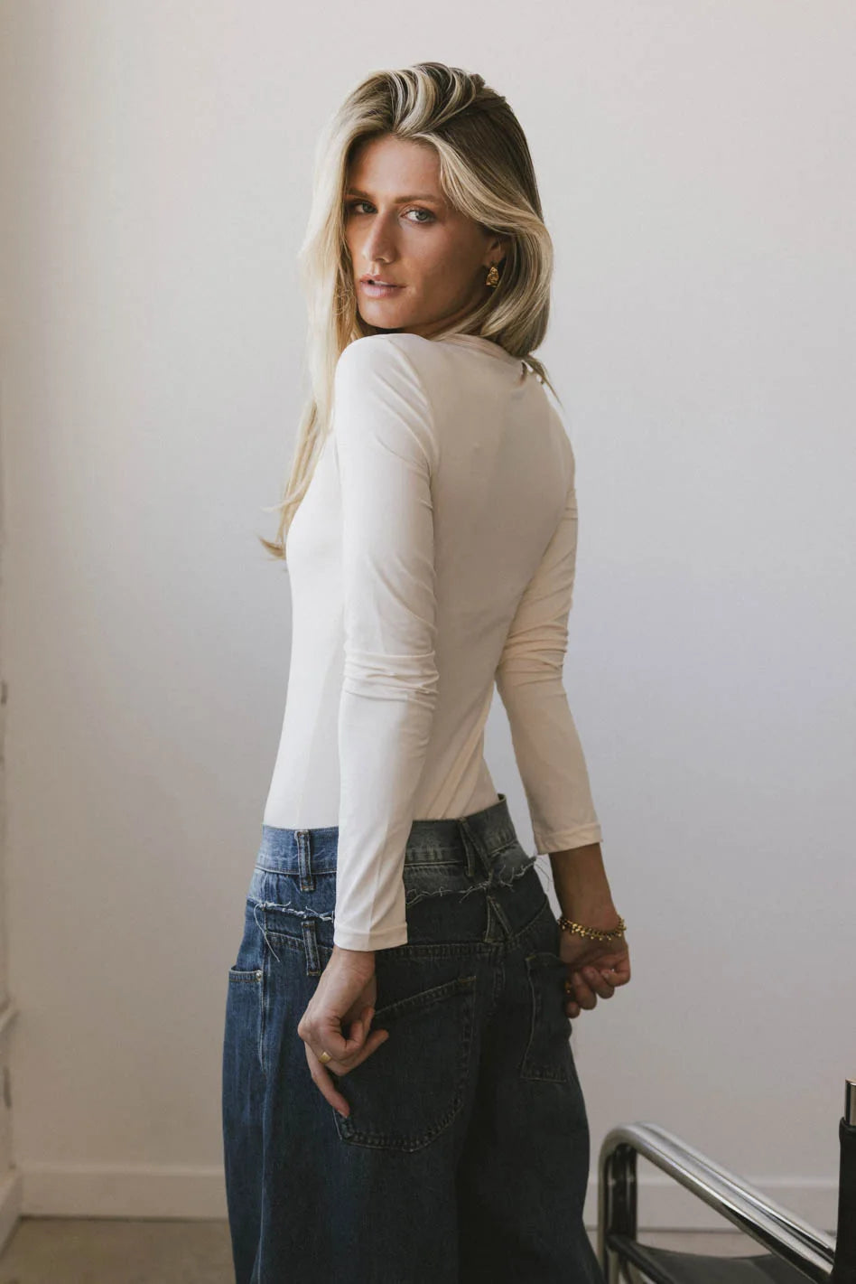 Iris Basic Top in Cream | Women's Casual T-Shirt | Soft Cotton Comfort | Perfect for Everyday Wear & Layering | FINAL SALE