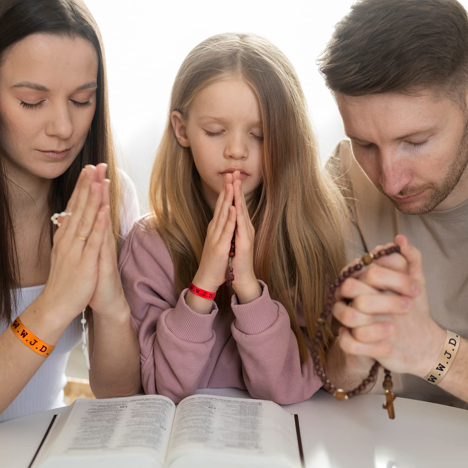 WWJD Bracelets - What Would Jesus Do Stretch Bracelet with Cross Charm | Braided Religious Jewelry for Women | Christian Faith Gifts for Daily Wear & Church Services