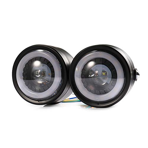 EVOMOSA Retro Motorcycle LED Headlight - Dual Angel Eye Design with Turn Signal & DRL - Perfect for Harley, Honda, Kawasaki Cruisers (Daytime Running Light for Enhanced Safety)