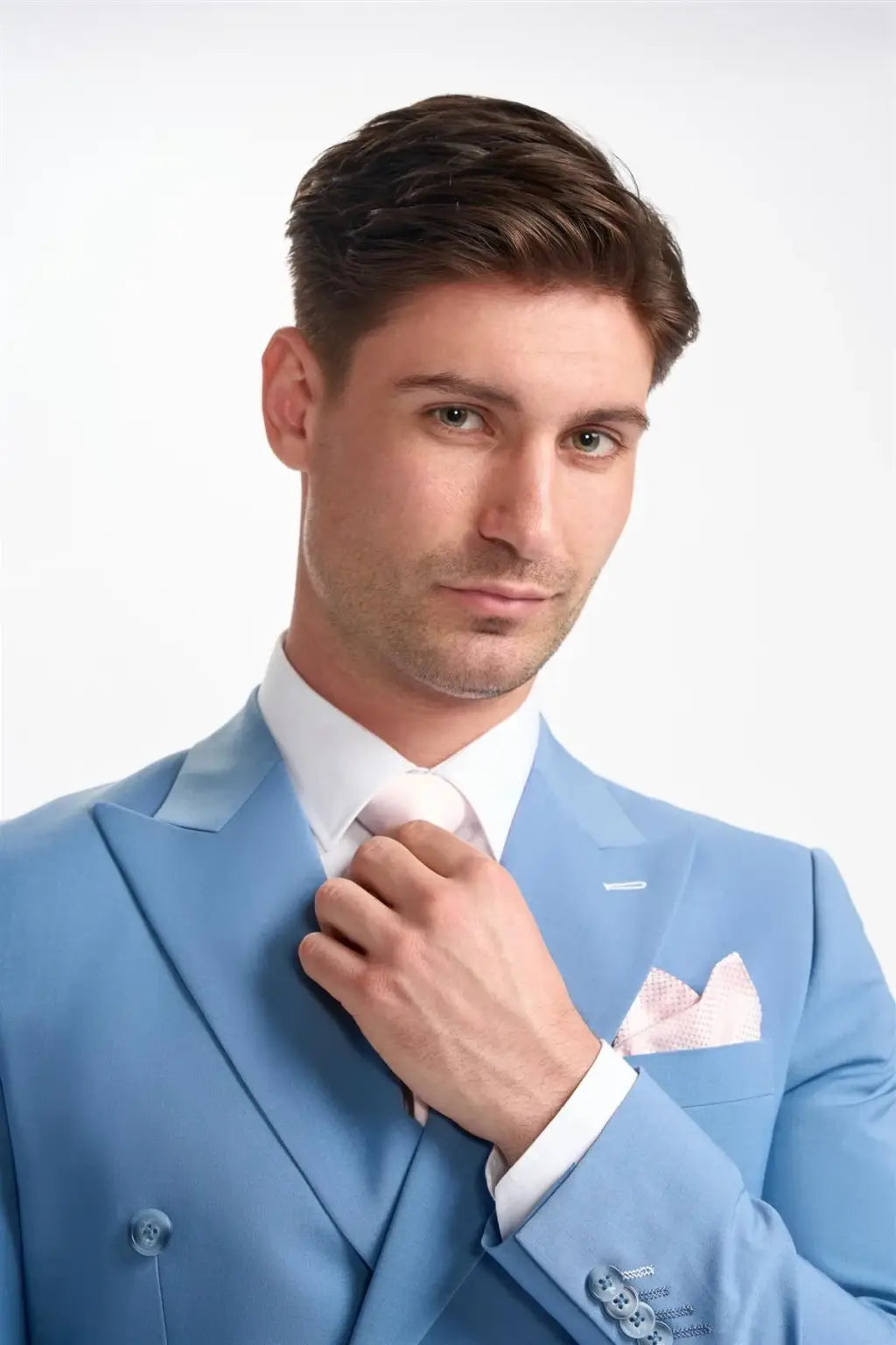 Cavani Bond Ocean Blue Double Breasted Blazer for Men | Premium Slim Fit Business Suit Jacket | Formal Office Wear & Wedding Attire