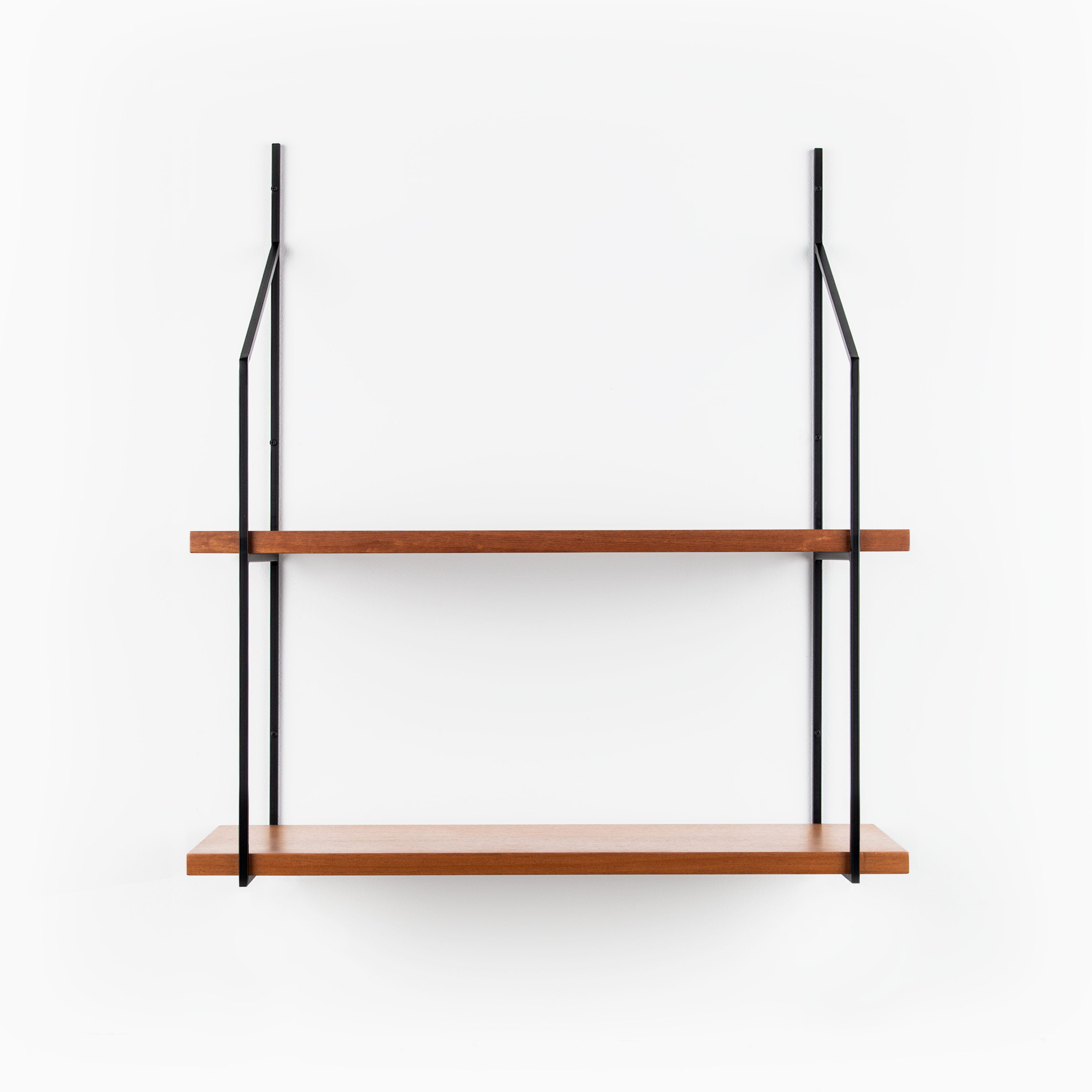 Verne Mahogany 2-Tier Wooden Shelf - Rustic Wall Mounted Display Shelf for Living Room, Bedroom & Bathroom Decor