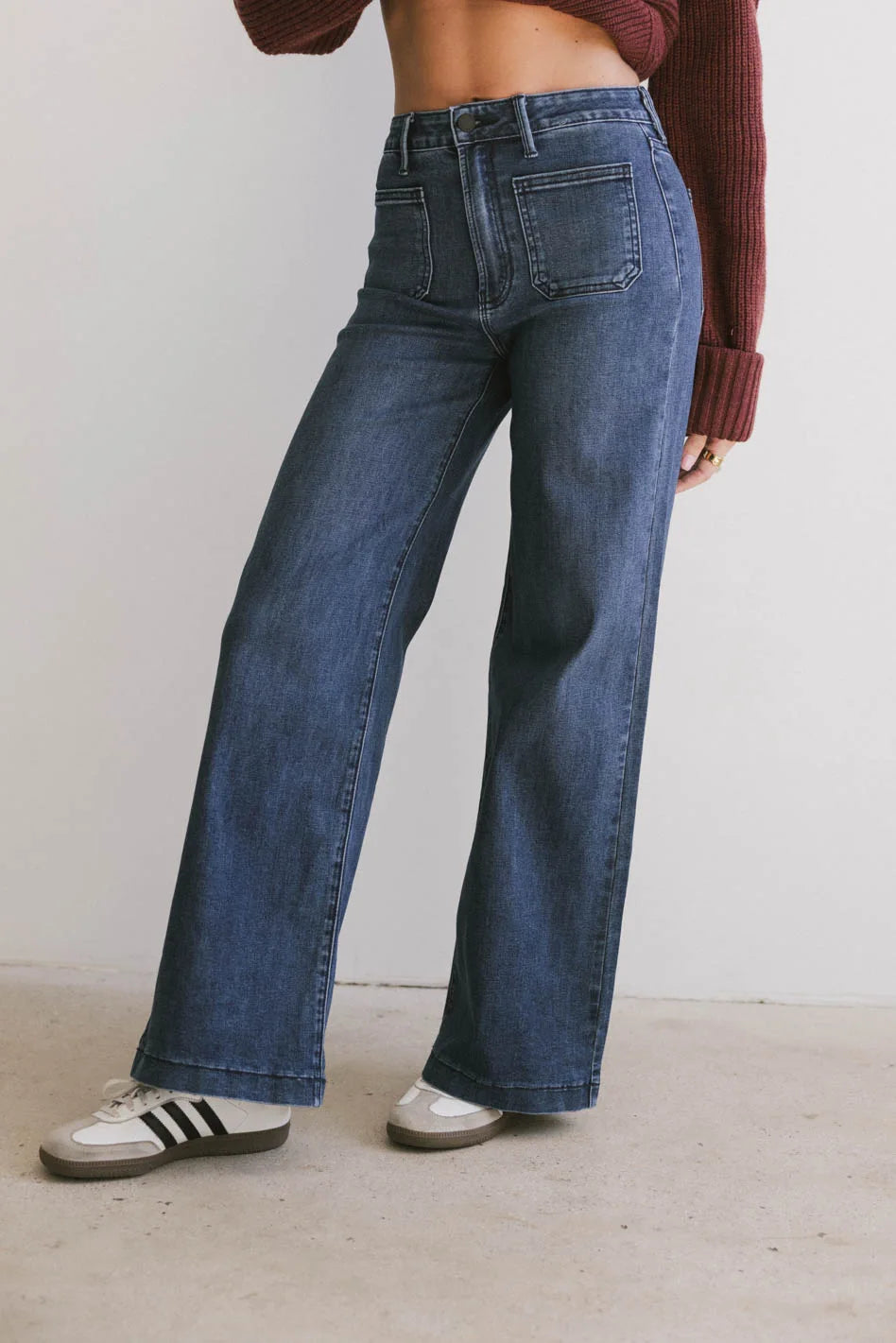 Natasha High Waist Wide Leg Jeans for Women - Stretchy Comfort Denim Pants - Trendy Casual & Office Wear - FINAL SALE