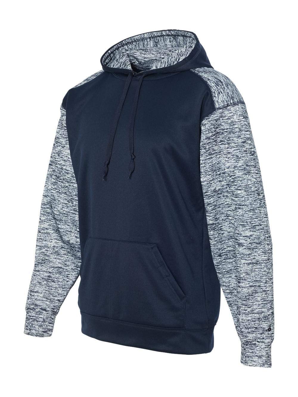 Badger Men's Blend Sport Hooded Sweatshirt - Navy/Navy Blue - Lightweight Fleece Pullover Hoodie for Gym, Running & Casual Wear
